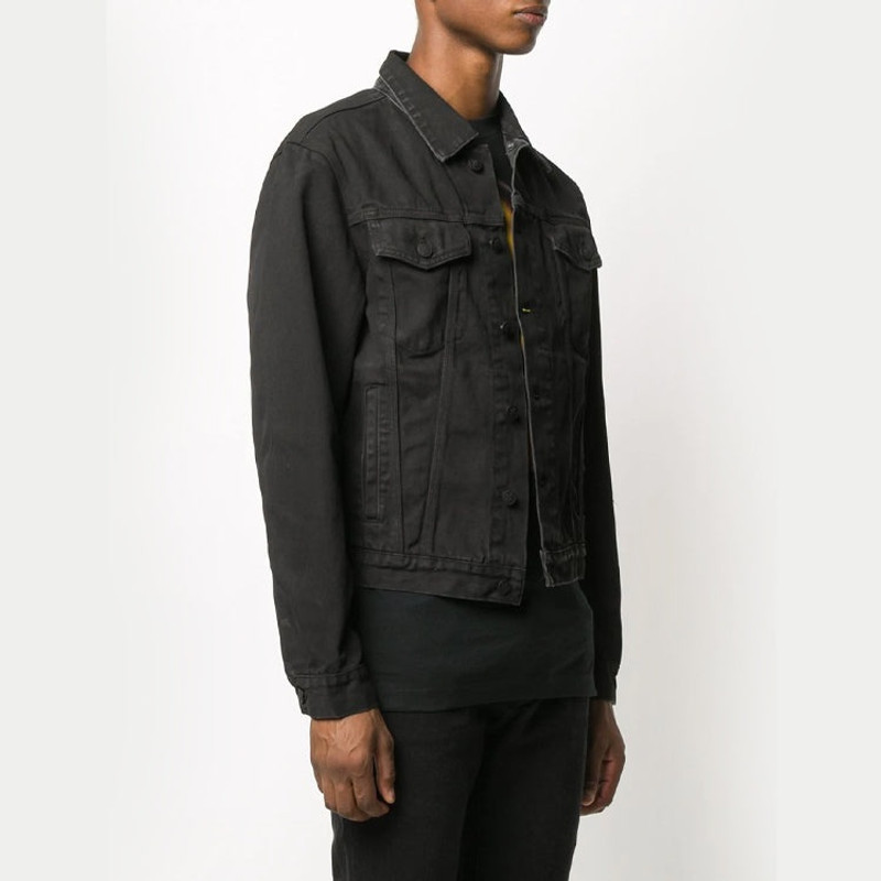 Off-White Arrows Logo Printed Denim Jacket Men Black OMYE054F20DEN0021007 4