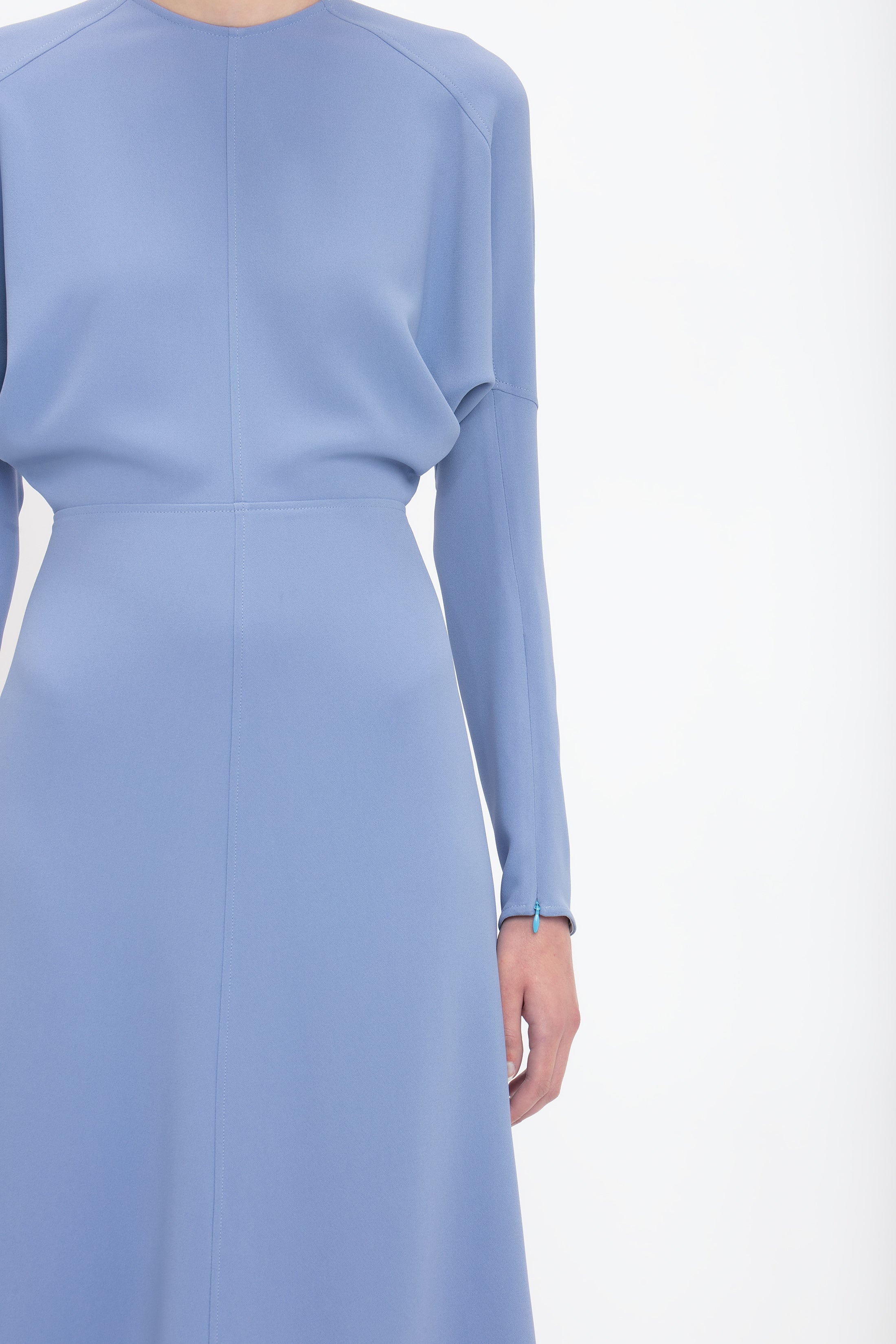 Long Sleeve Dolman Midi Dress In Bluebell - 5