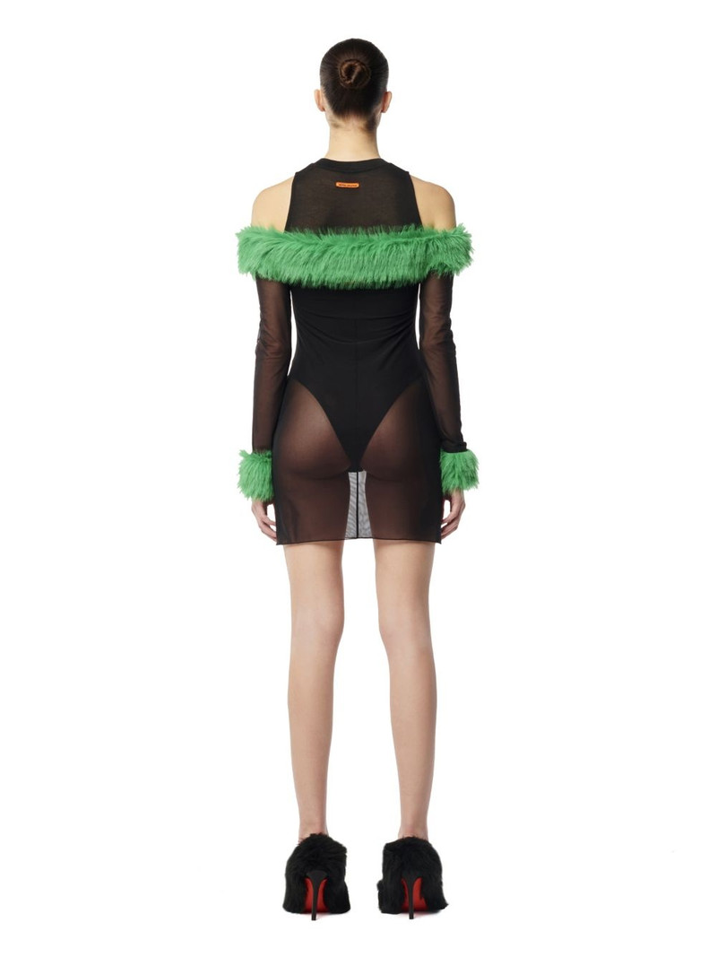 Faux Fur Mesh Minidress 4