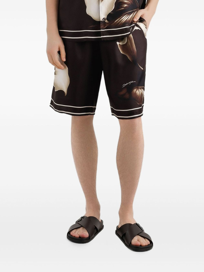 Dolce & Gabbana calla lily-print drawstring shorts outlook