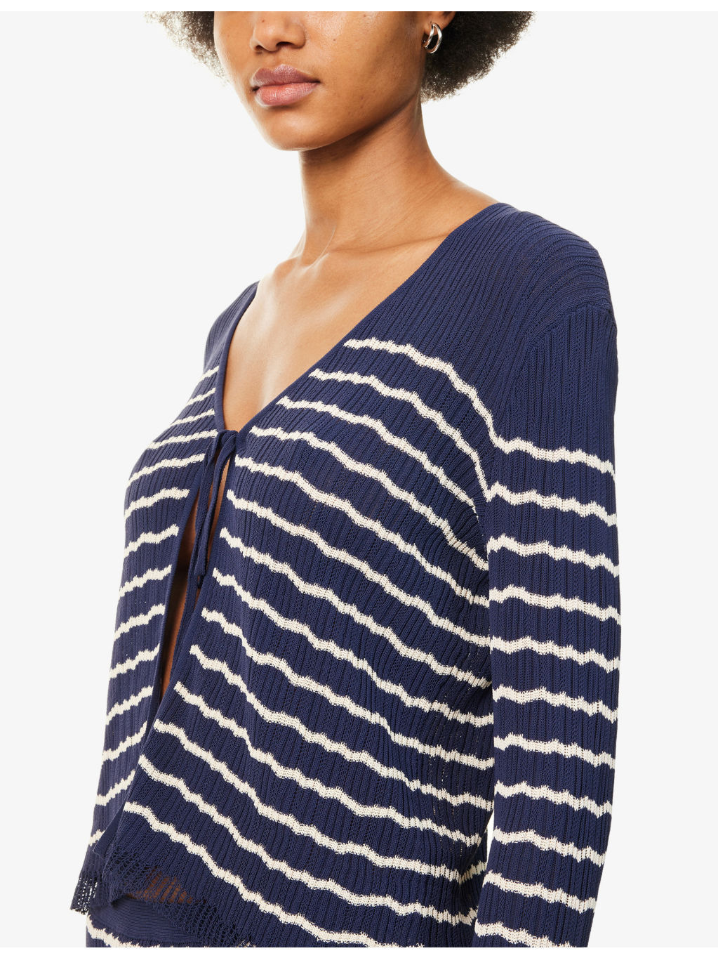 Chiara Striped Cotton-Blend Cardigan - 5