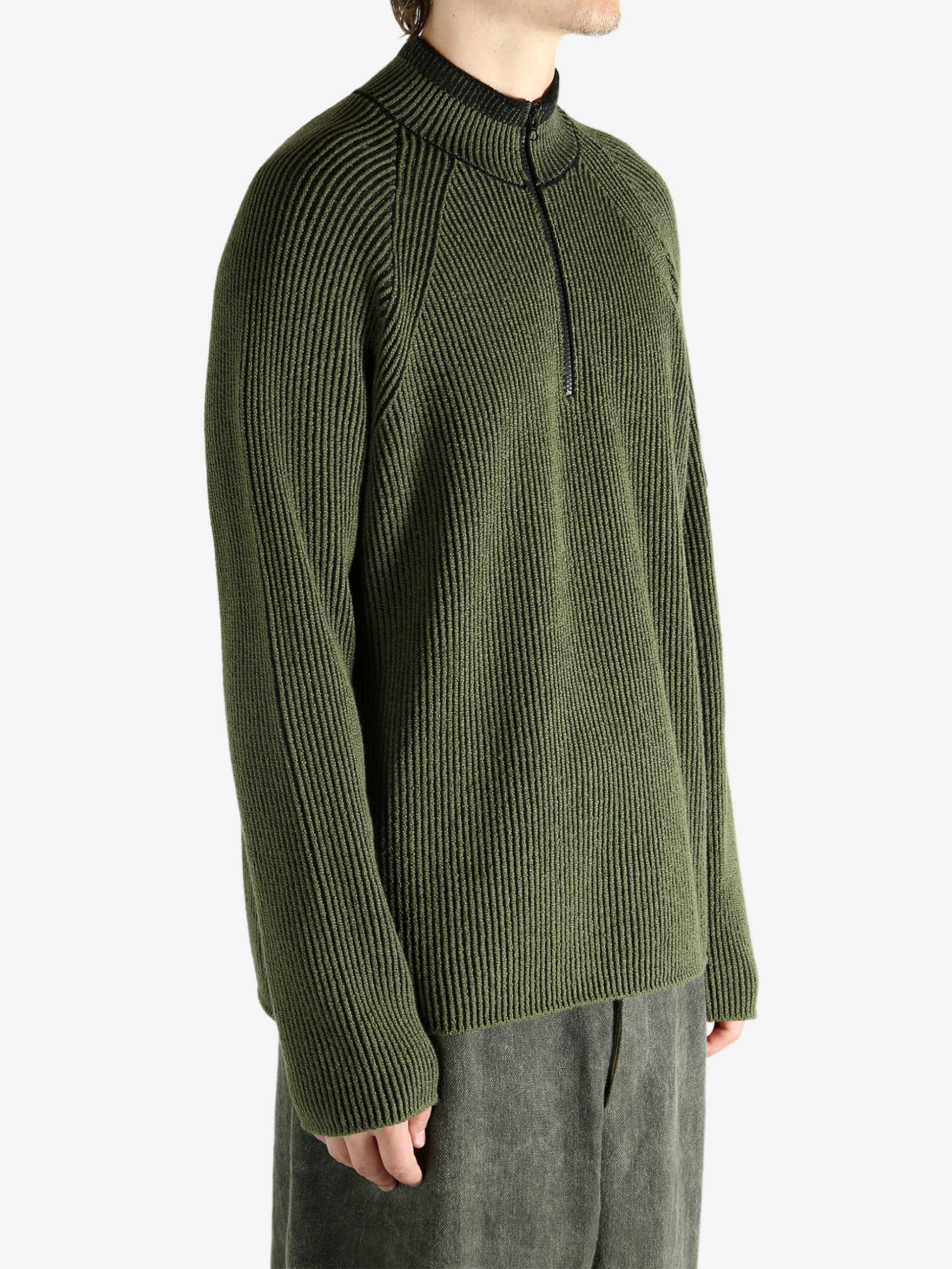 STONE ISLAND - Men Long Sleeves Half Zip Ribbed Polo Shirt - 2