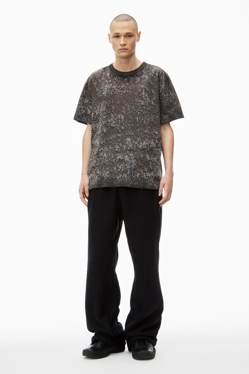 Alexander Wang Logo Embossed Splatter Wash T-Shirt in Cotton Hemp Jersey outlook