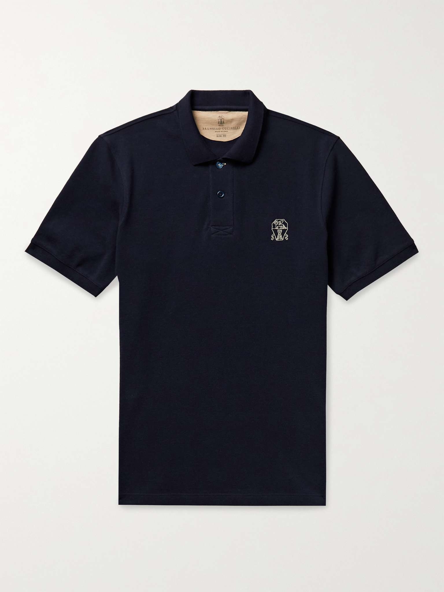 Slim-Fit Logo-Embroidered Cotton-Piqué Polo Shirt - 1