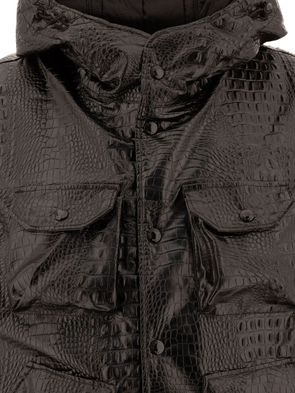 hooded crocodile-effect vest - 3