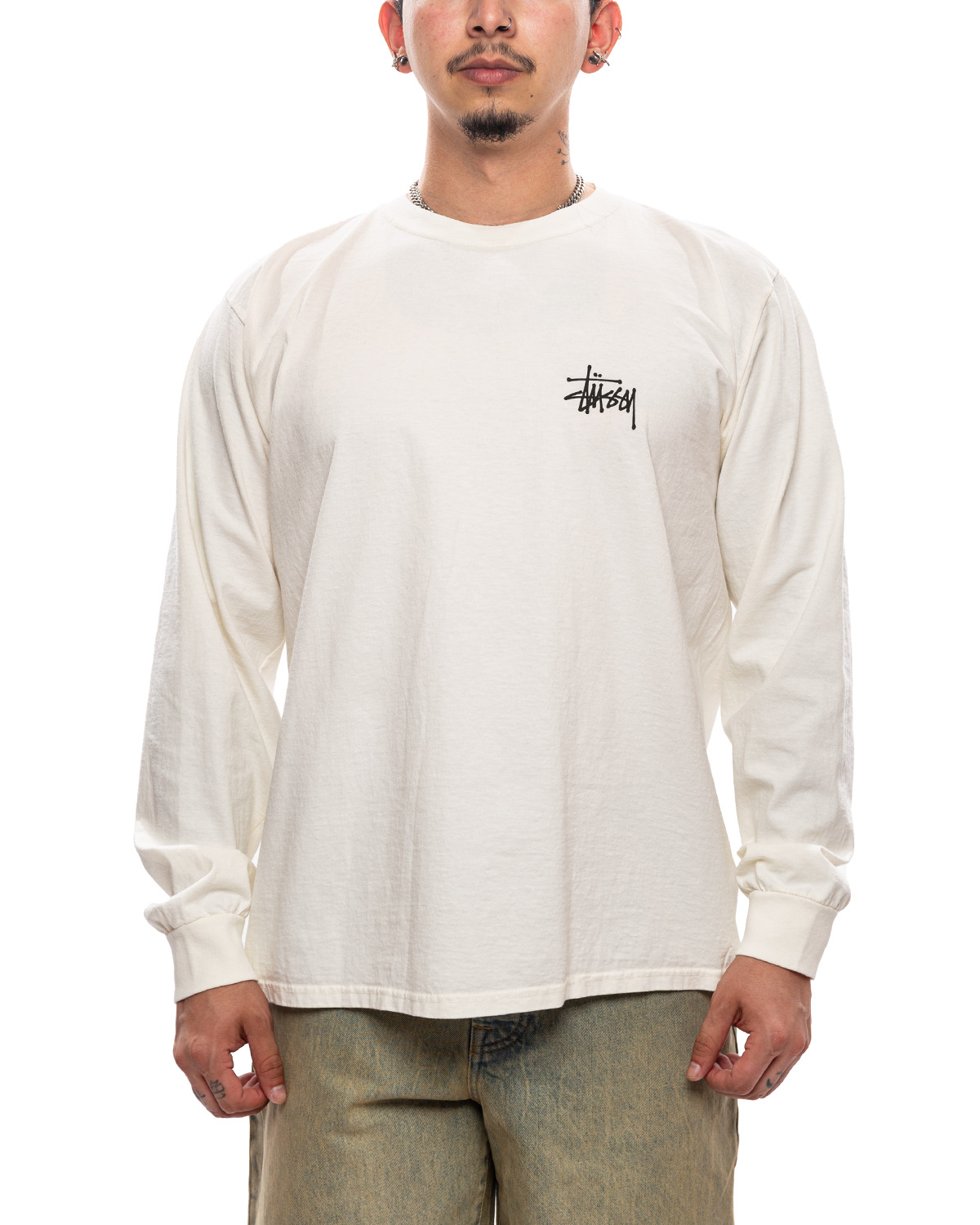 Basic Stussy Pigment Dyed LS Tee 'Natural' - 1