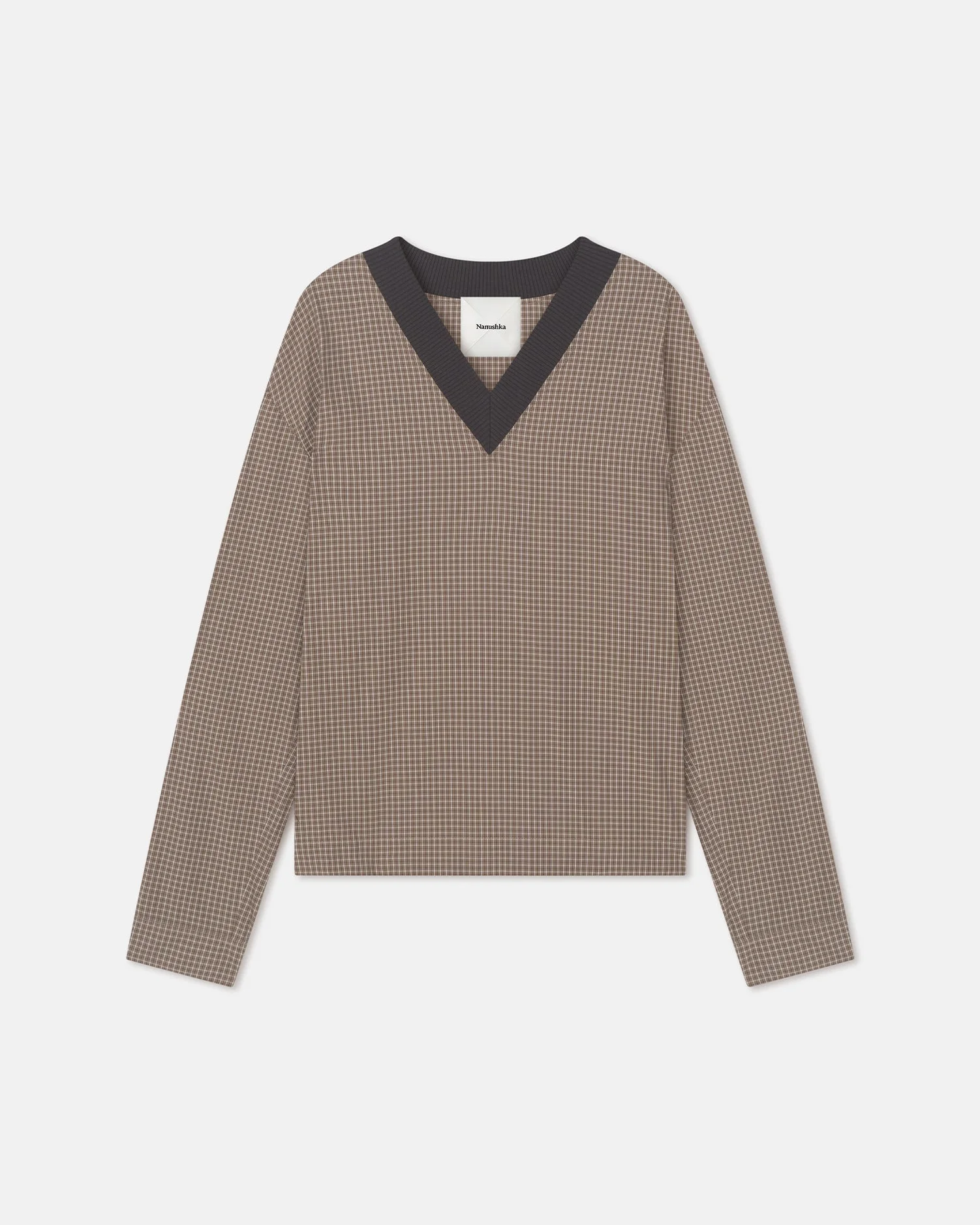 Checked V-Neck Top - 1