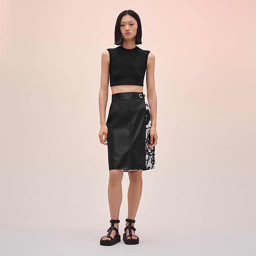 "Cliquetis Tattoo Aquarelle" mixed materials leather skirt - 1