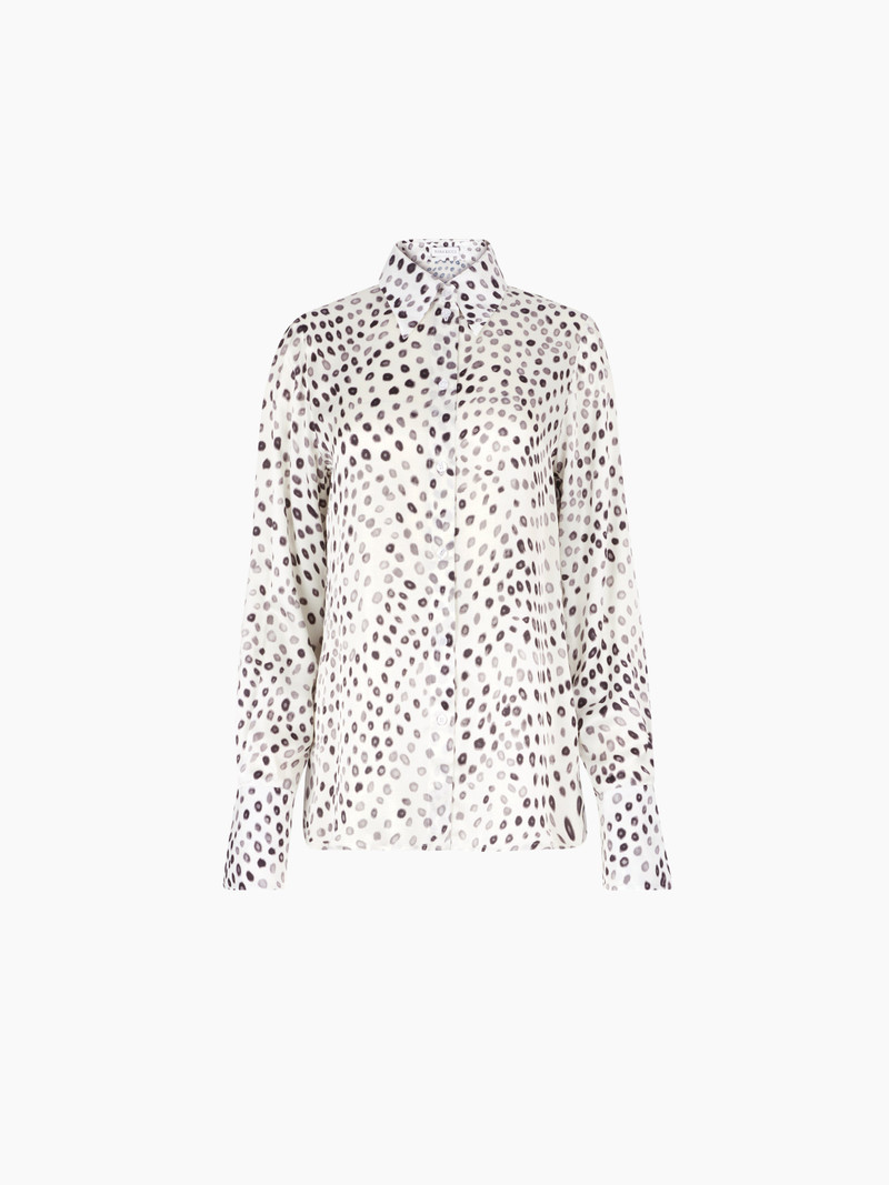 Polka Dot Satin Shirt With Bell Cuffs - 1