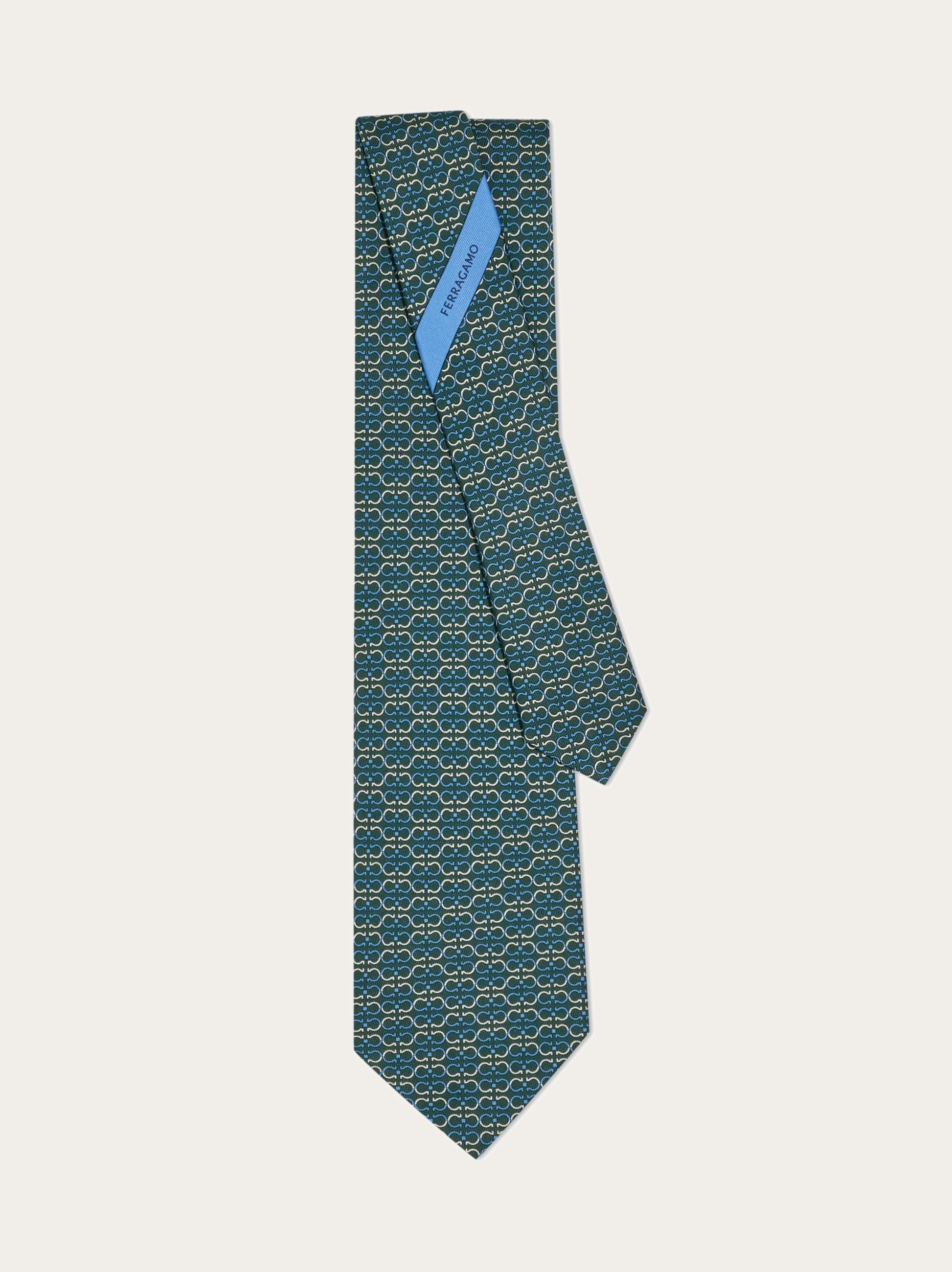 Gancini print silk tie - 3
