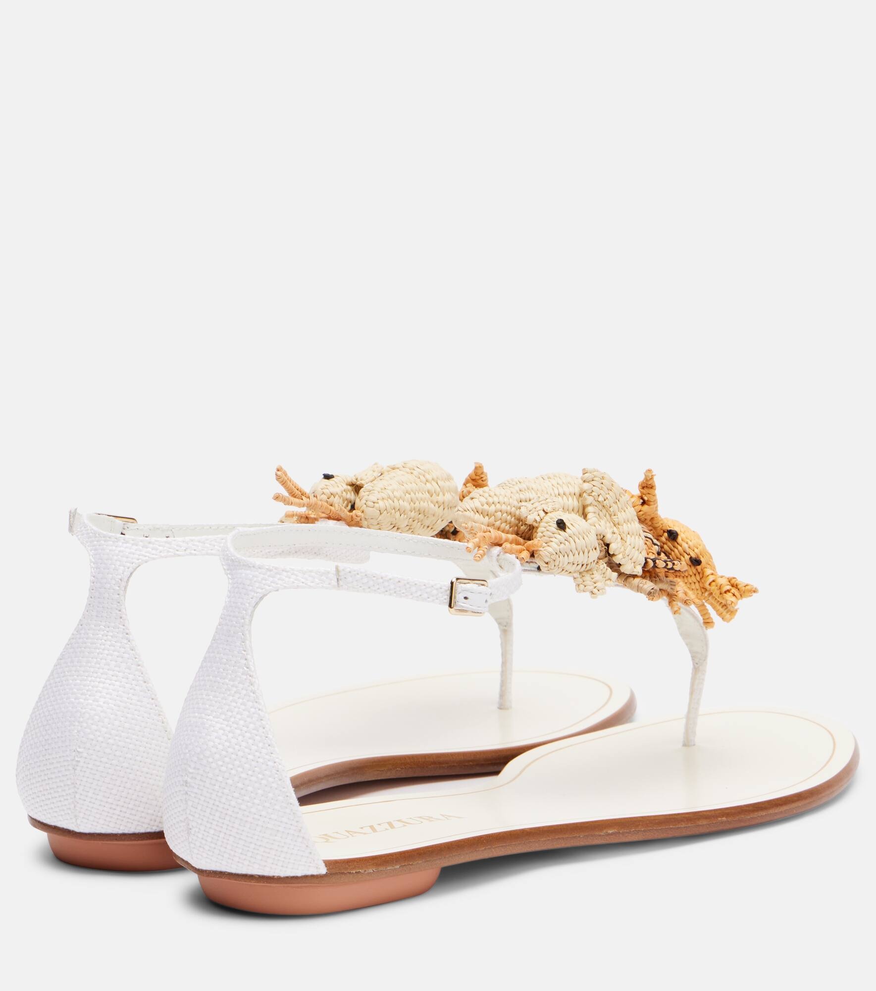 Marea raffia and leather thong sandals - 2