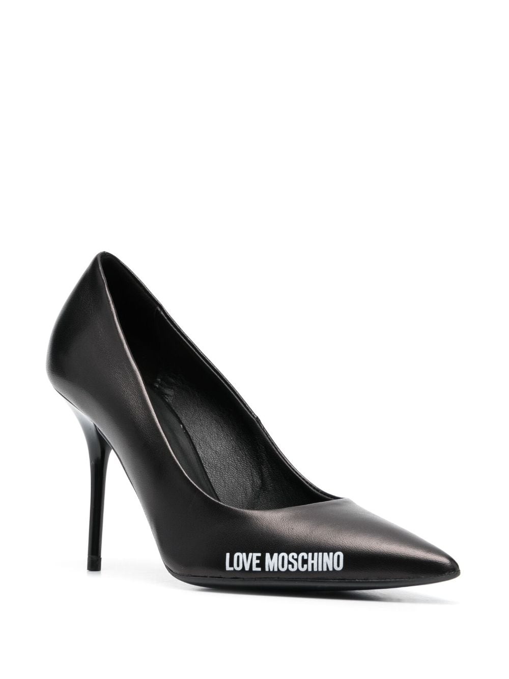 logo-print pointed-toe leather pumps - 2