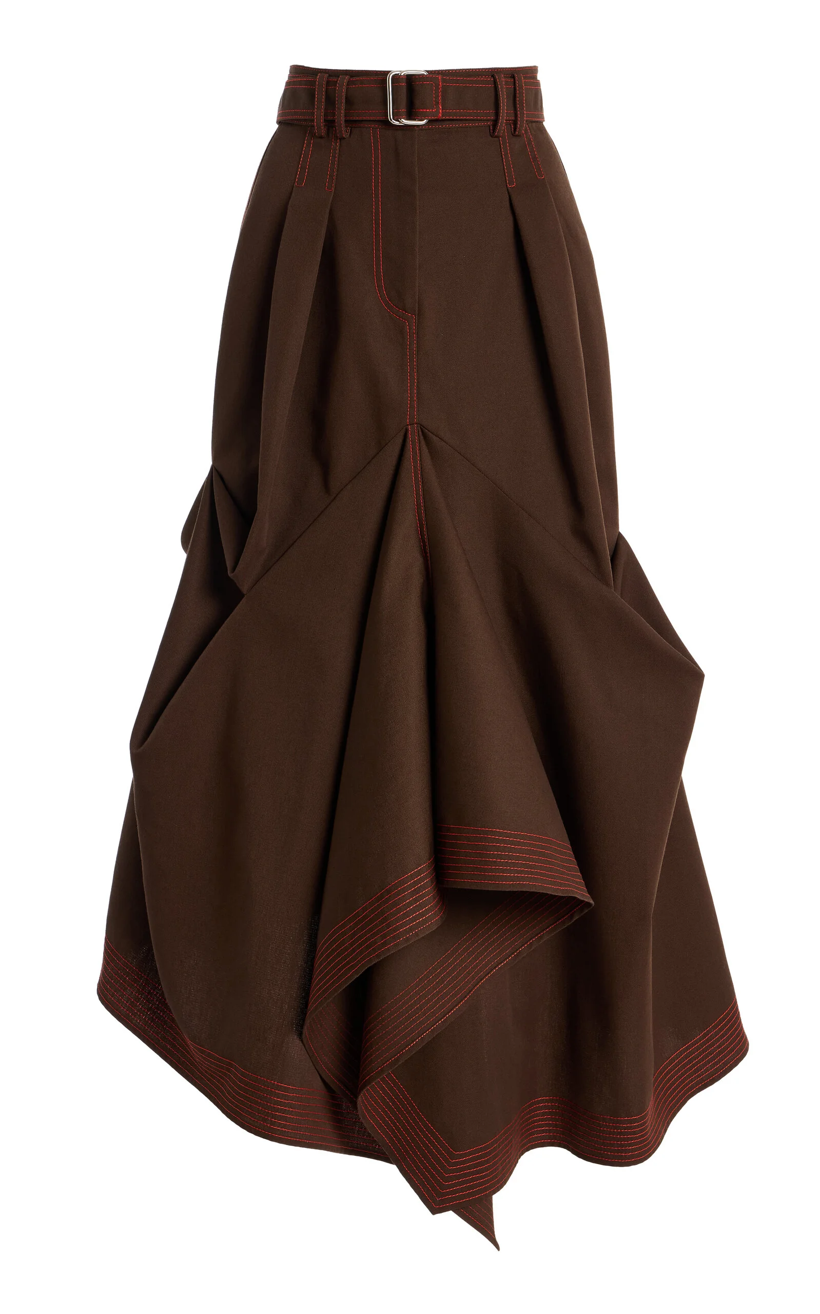 Gathered Crepe Maxi Skirt brown - 1