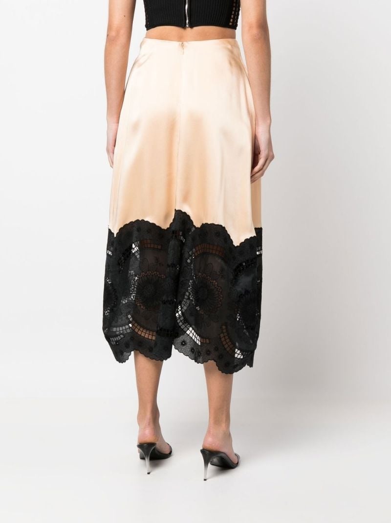 broderie-anglais cotton-linen midi skirt - 4