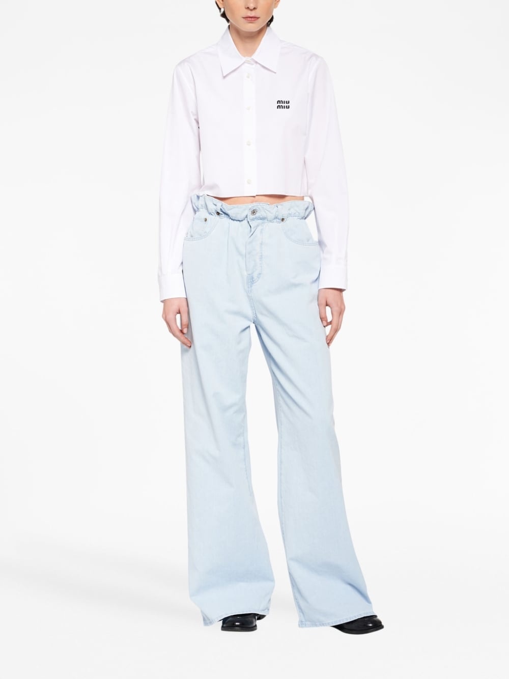 ruffled wide-leg jeans - 2