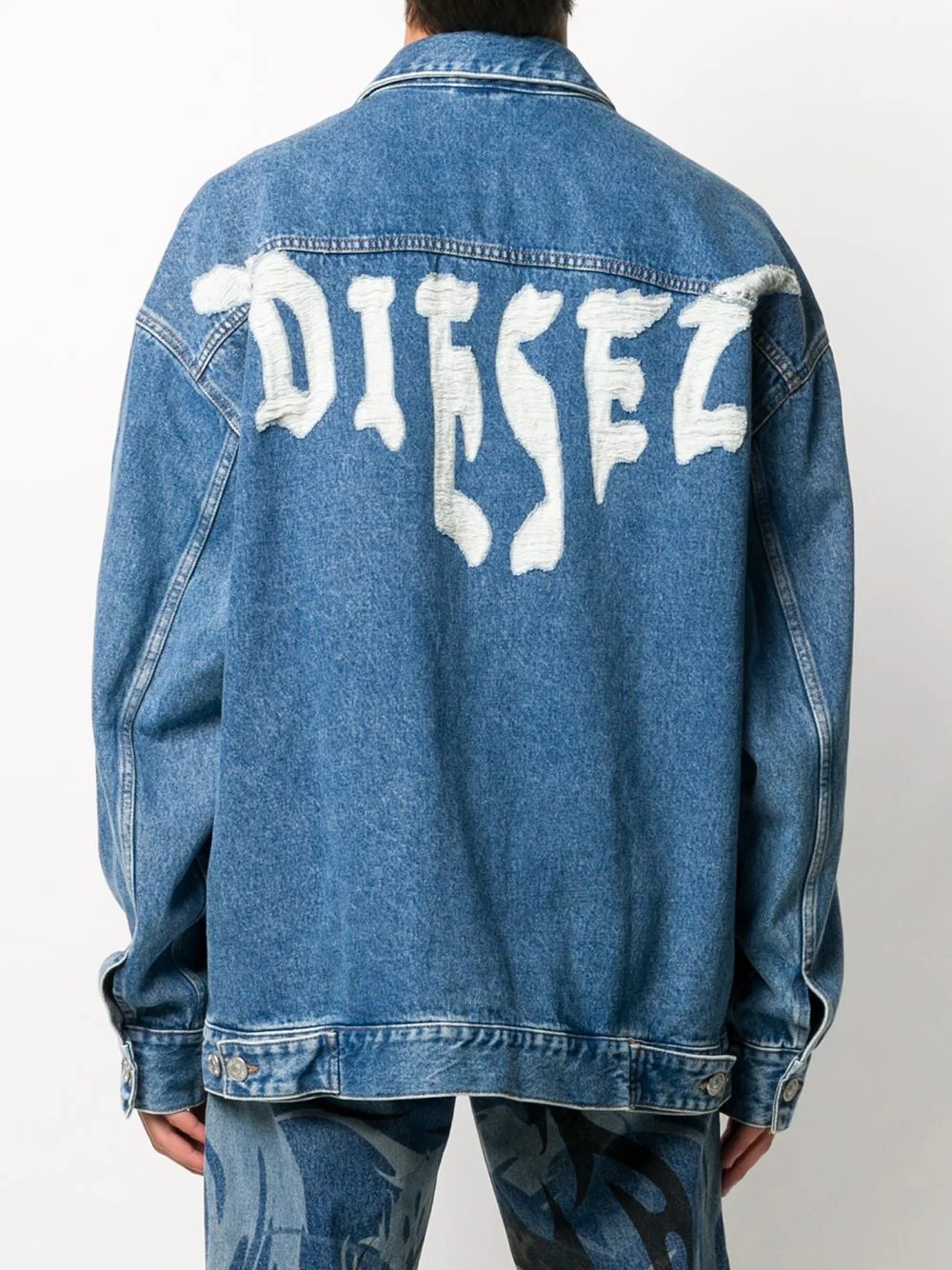 lasered effect denim jacket - 4