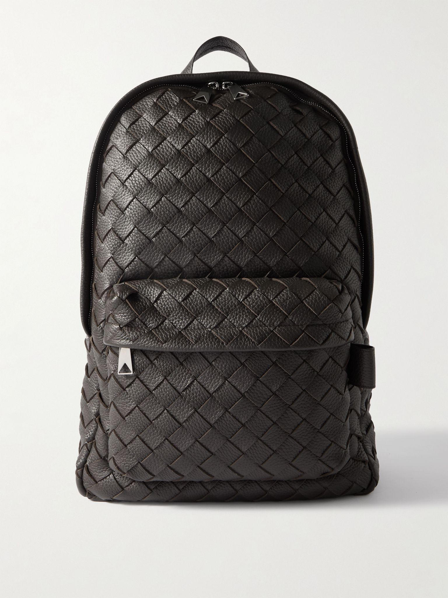 Intrecciato Full-Grain Leather Backpack Brown - 1