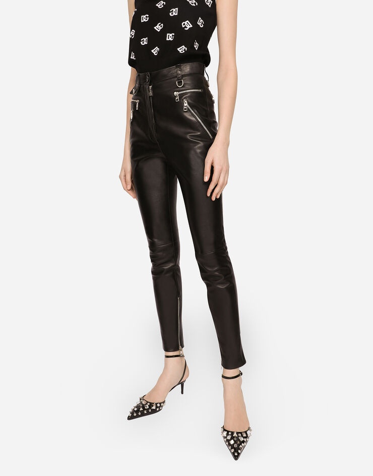 Faux leather jeans with zipper - 4
