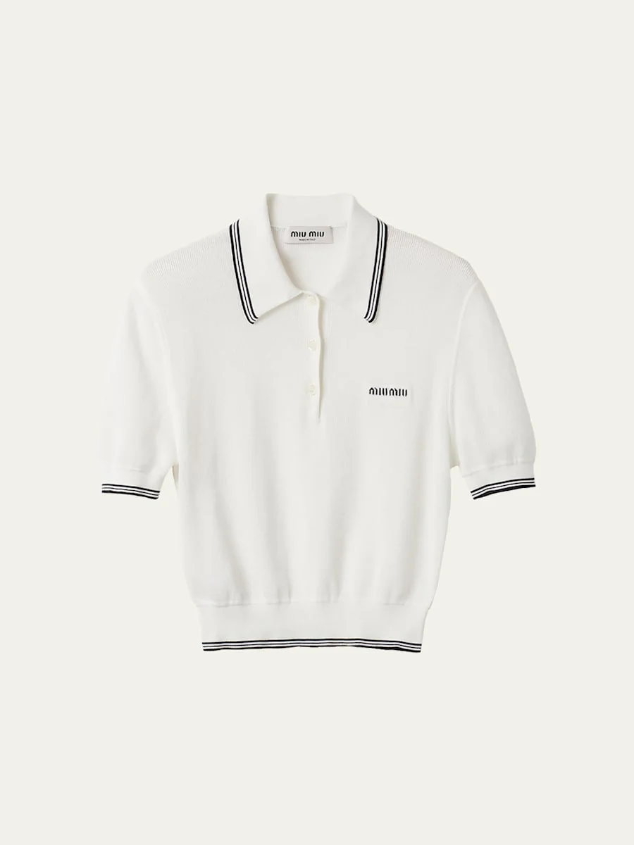 Short-Sleeve Crop Polo Shirt - 1