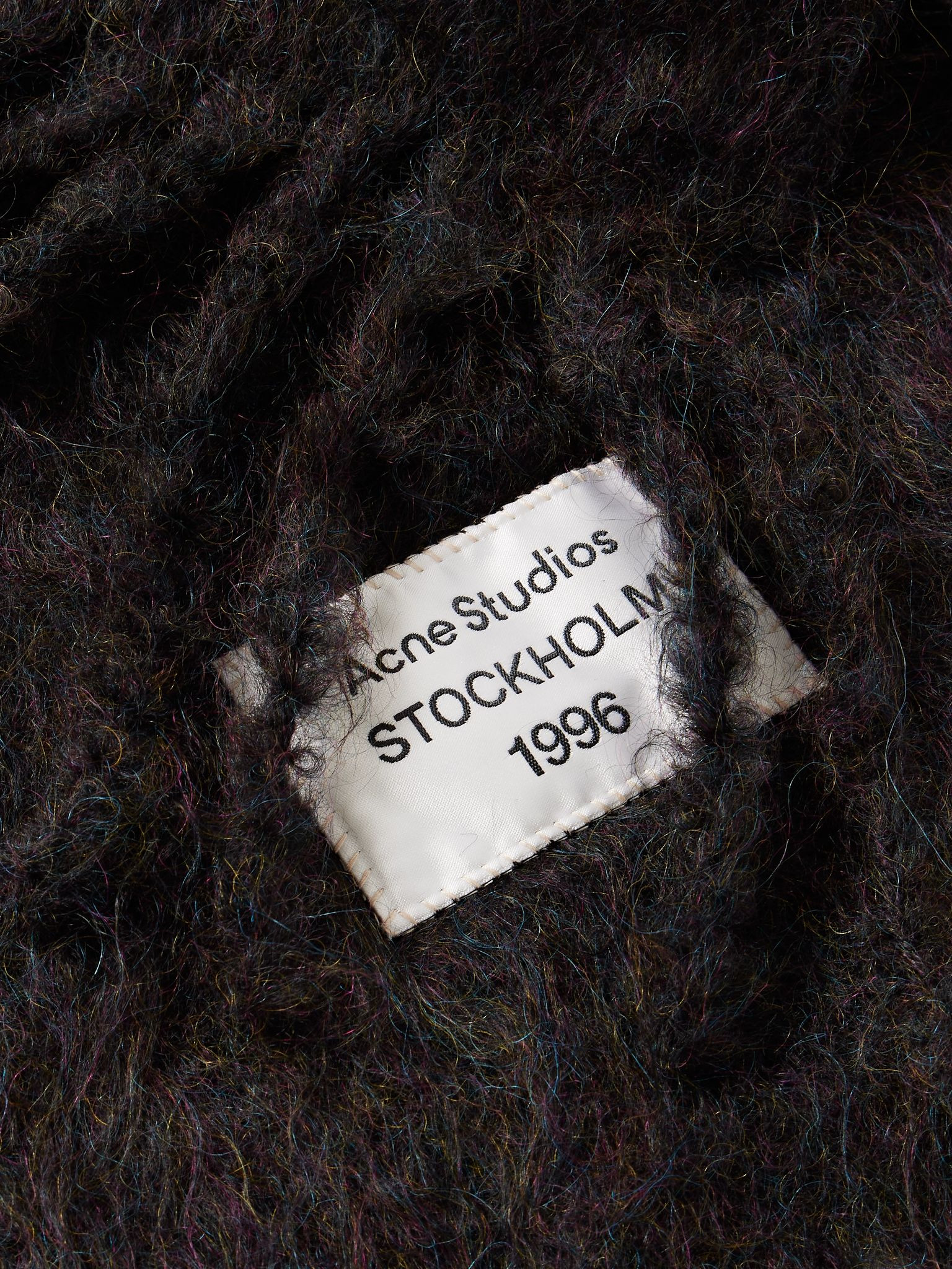 Appliquéd fringed brushed mohair-blend scarf Black - 3