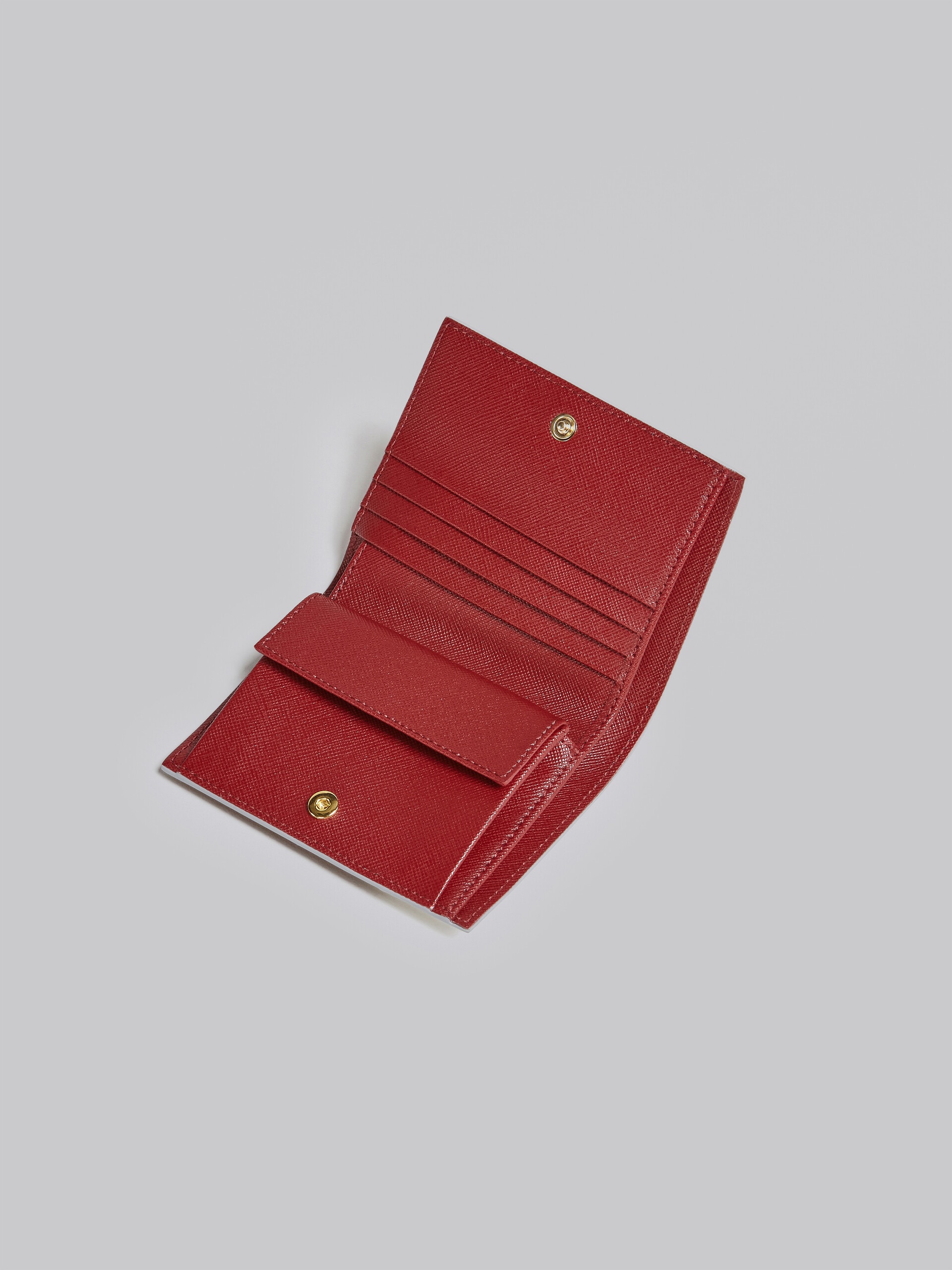 WHITE PINK AND RED SAFFIANO LEATHER BI-FOLD WALLET - 4