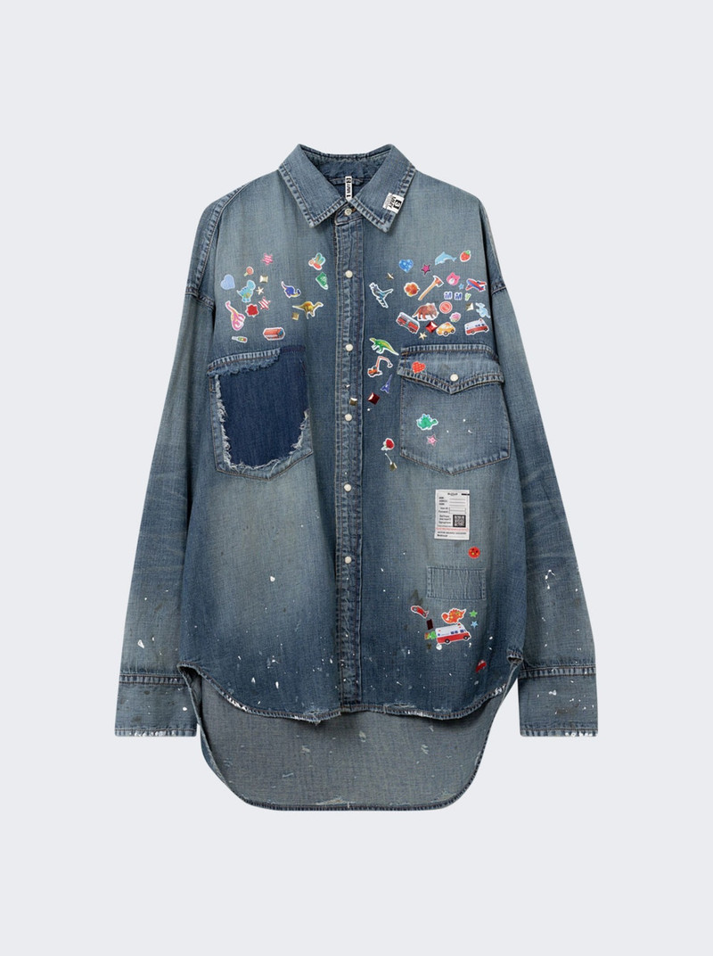 Denim Shirts With Stickers Indigo 1