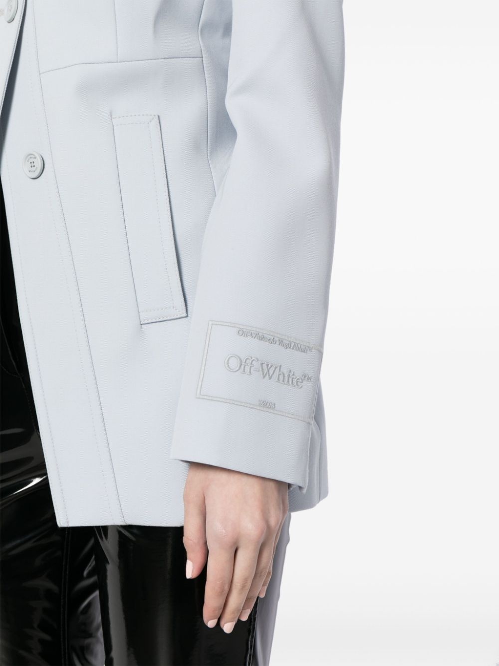 logo-embroidered tailored blazer - 5