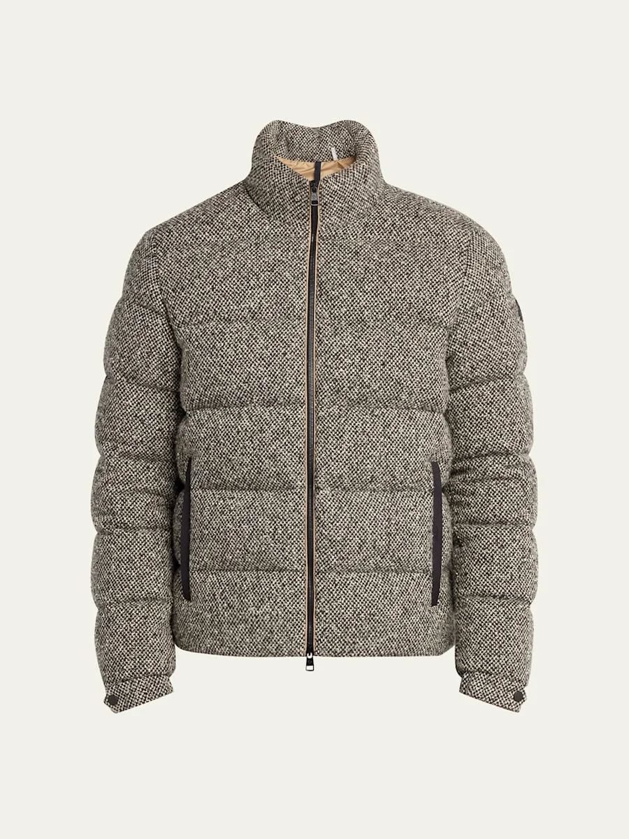 Men's Wool Melange Quilted Down Jacket - 1