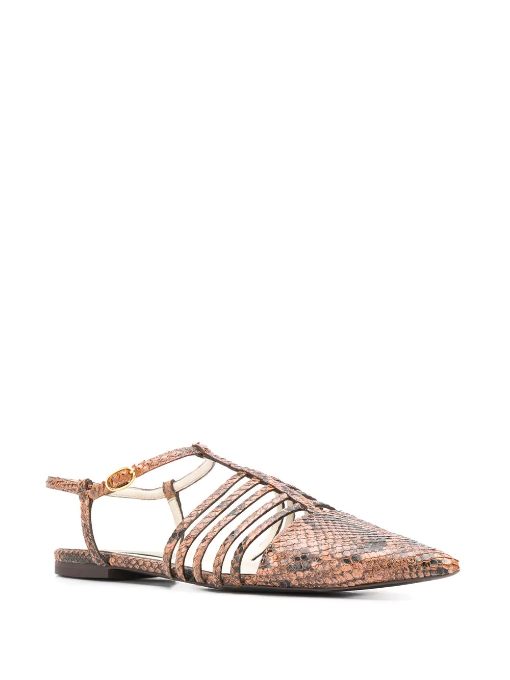 snake-effect strappy ballerina shoes - 2