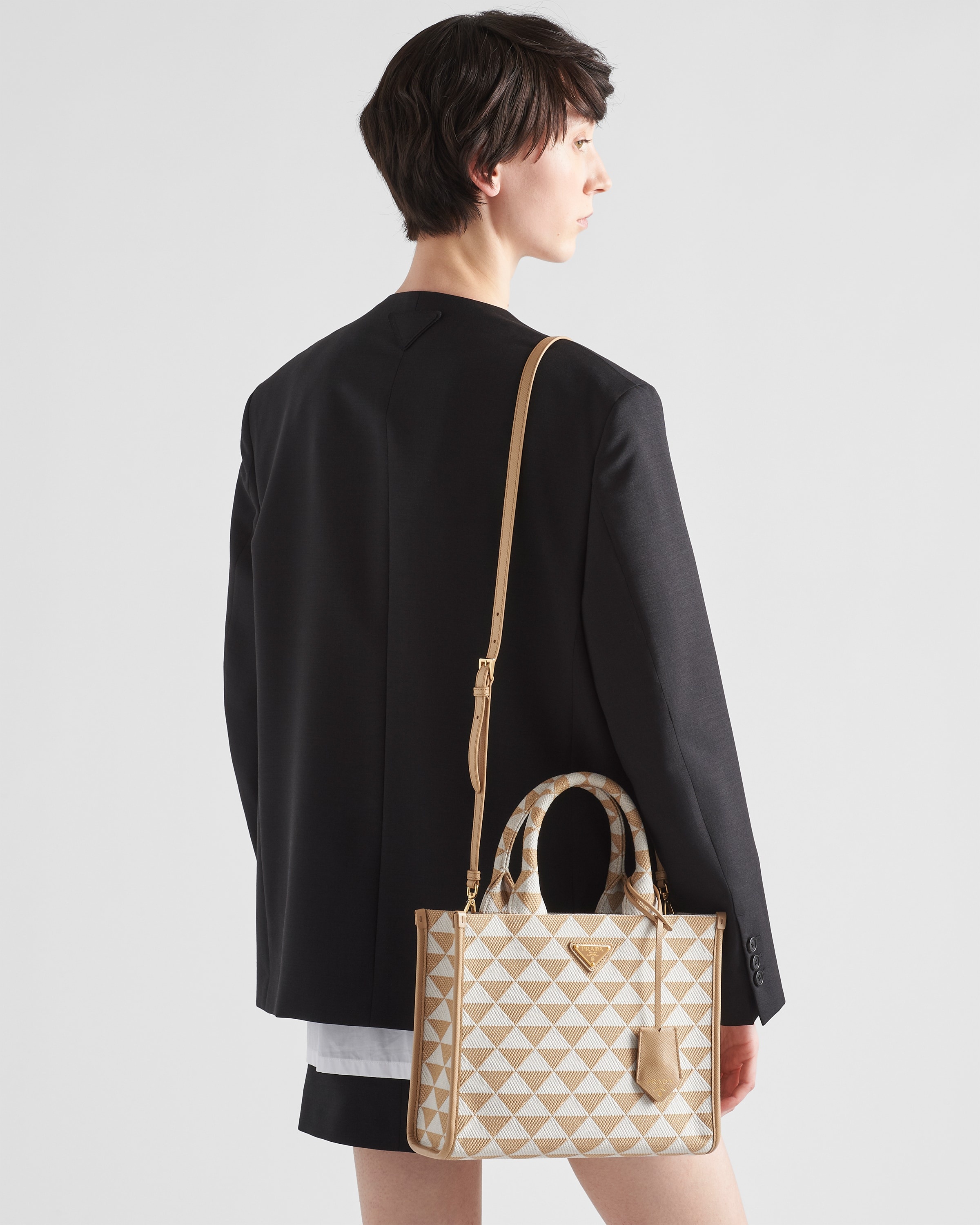 Small Prada Symbole embroidered fabric handbag - 8