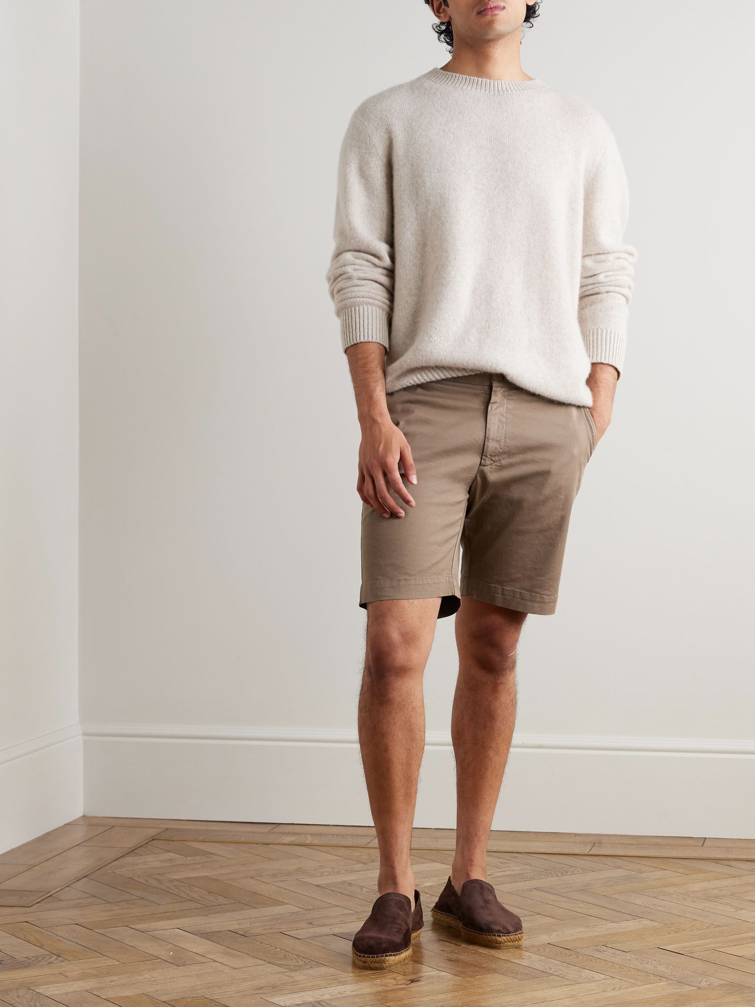 Straight-Leg Garment-Dyed Cotton-Blend Twill Chino Shorts Brown - 2