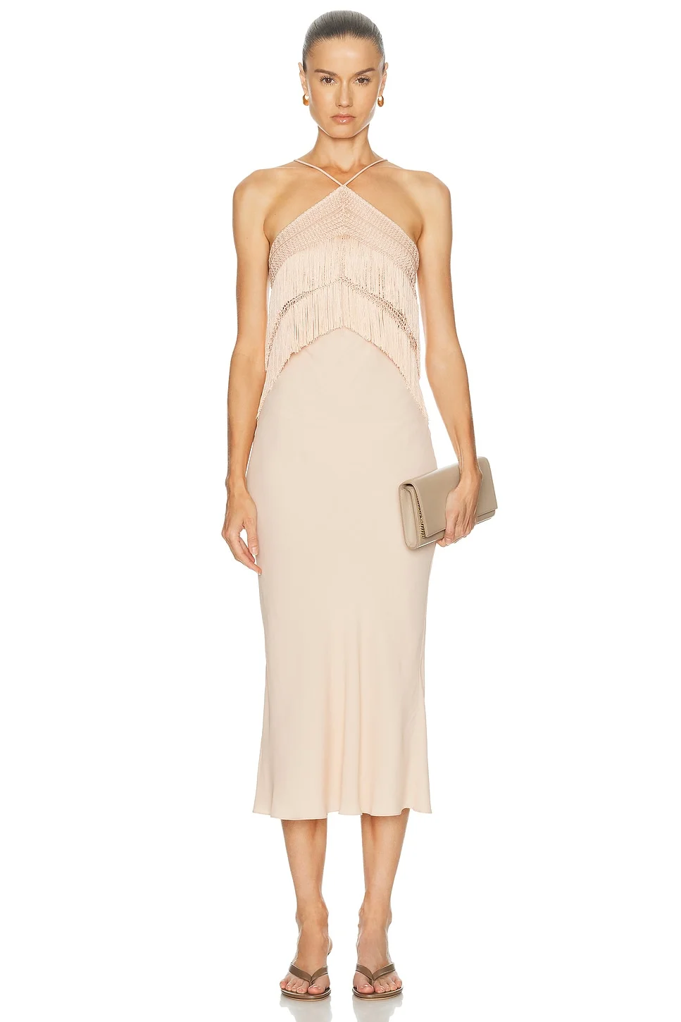 Reina Halter Fringed Dress - 1