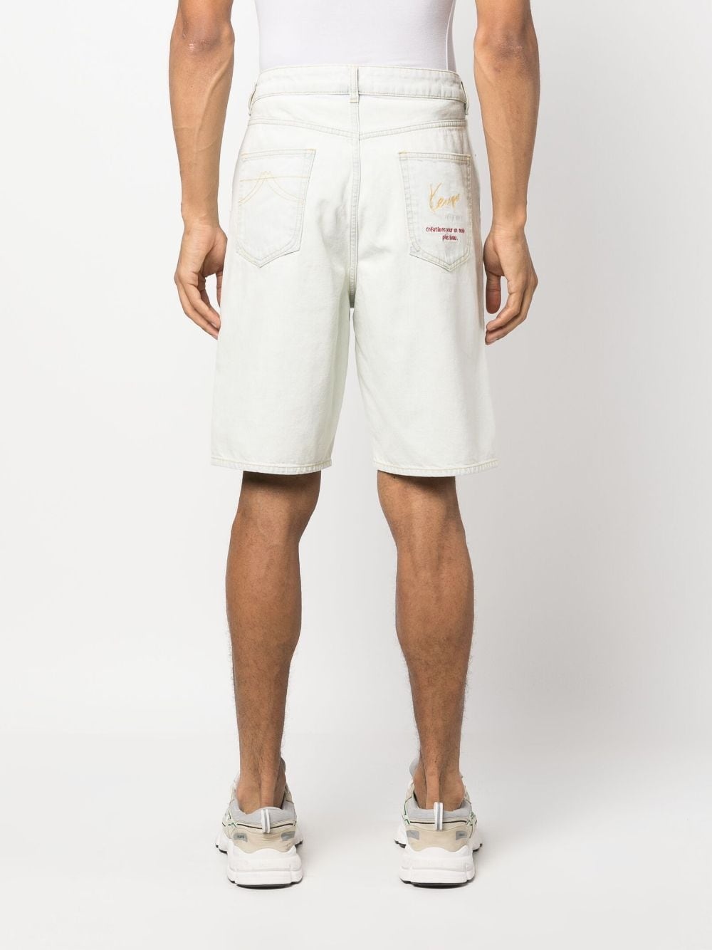 logo-embroidered denim shorts - 4