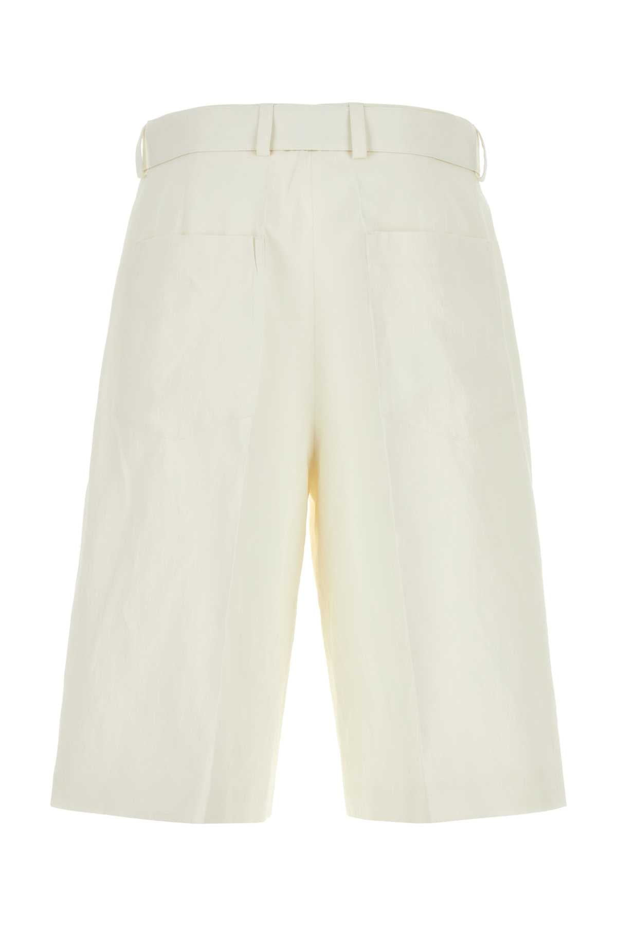 Jil Sander Men Ivory Linen Bermuda Shorts - 2