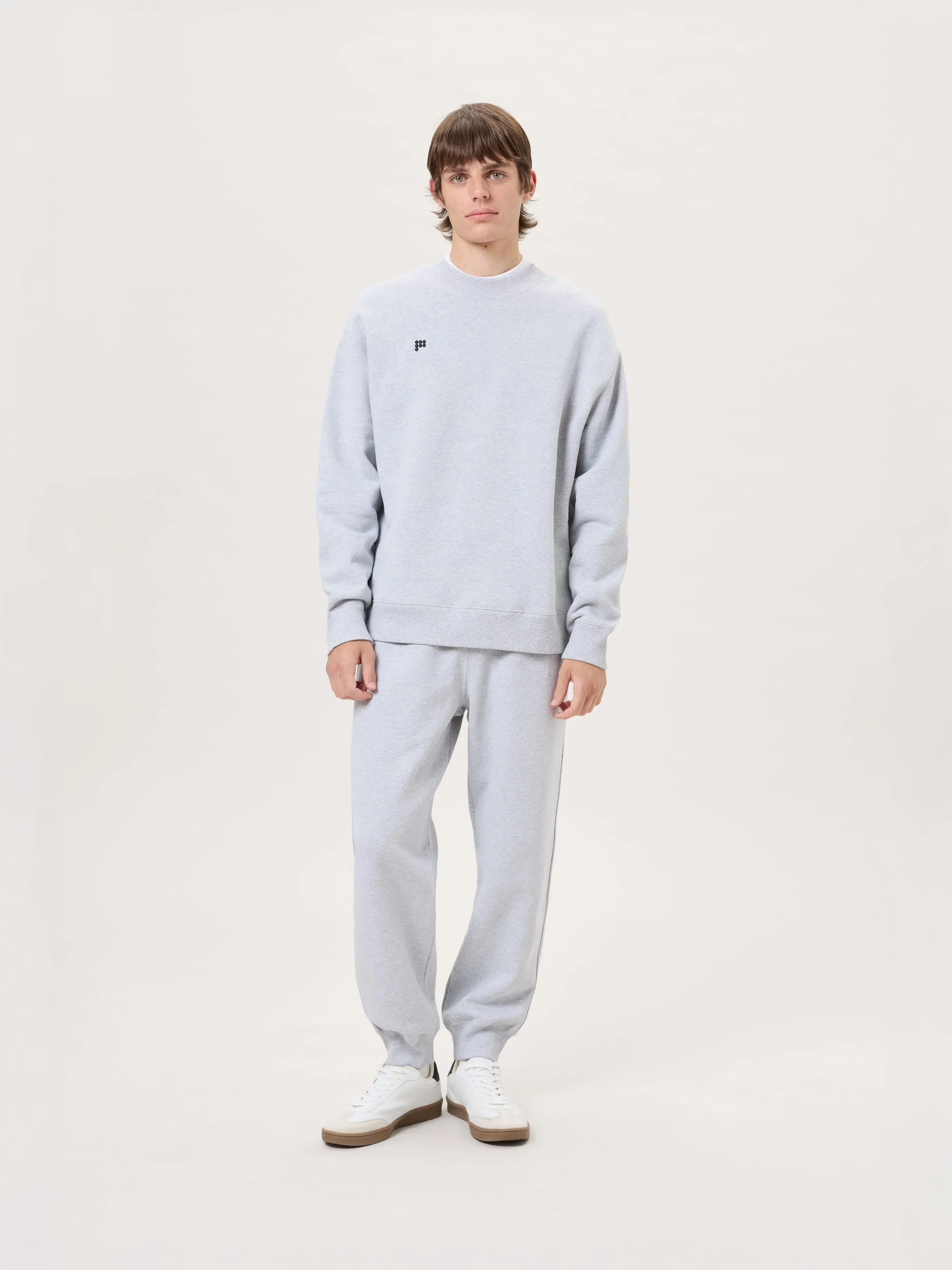 Mens Heavyweight Track Pants - Grey Marl - 1