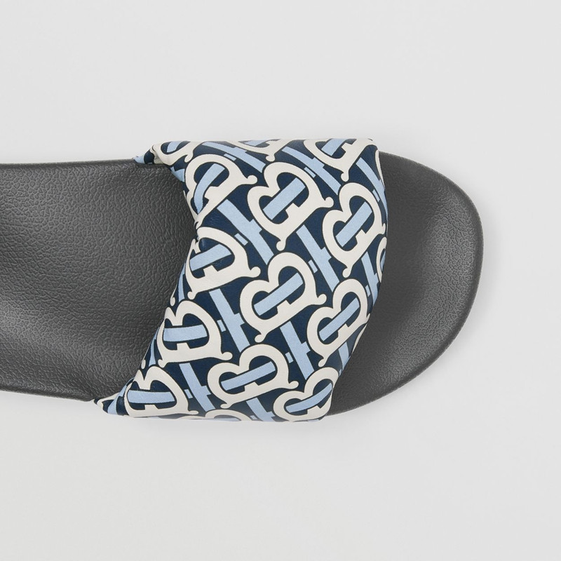 Monogram Print Lambskin Slides 7