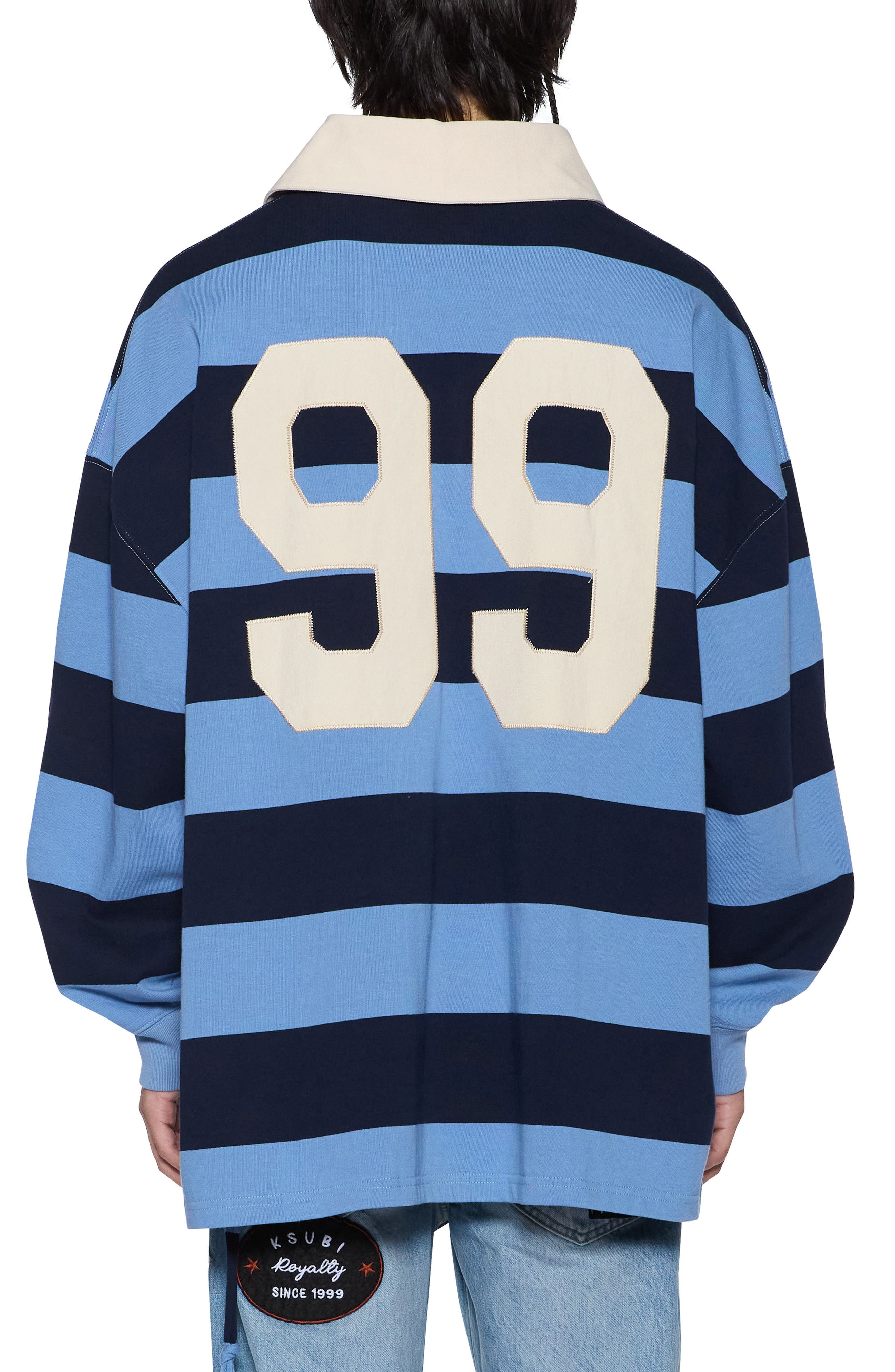Ksubi Stripe Appliqué Cotton Rugby Shirt in Light Blue at Nordstrom - 2