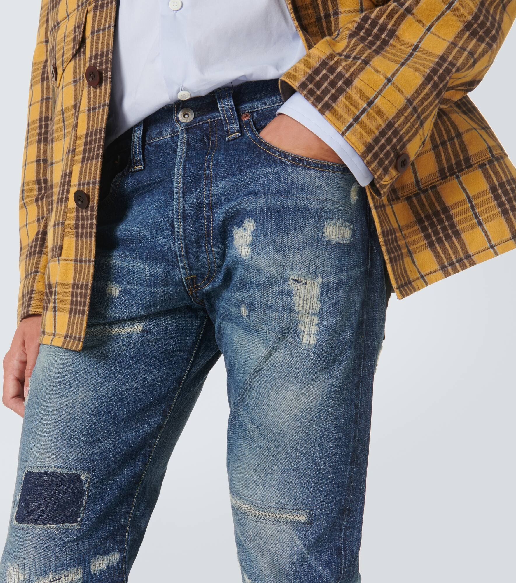 Distressed straight jeans - 5
