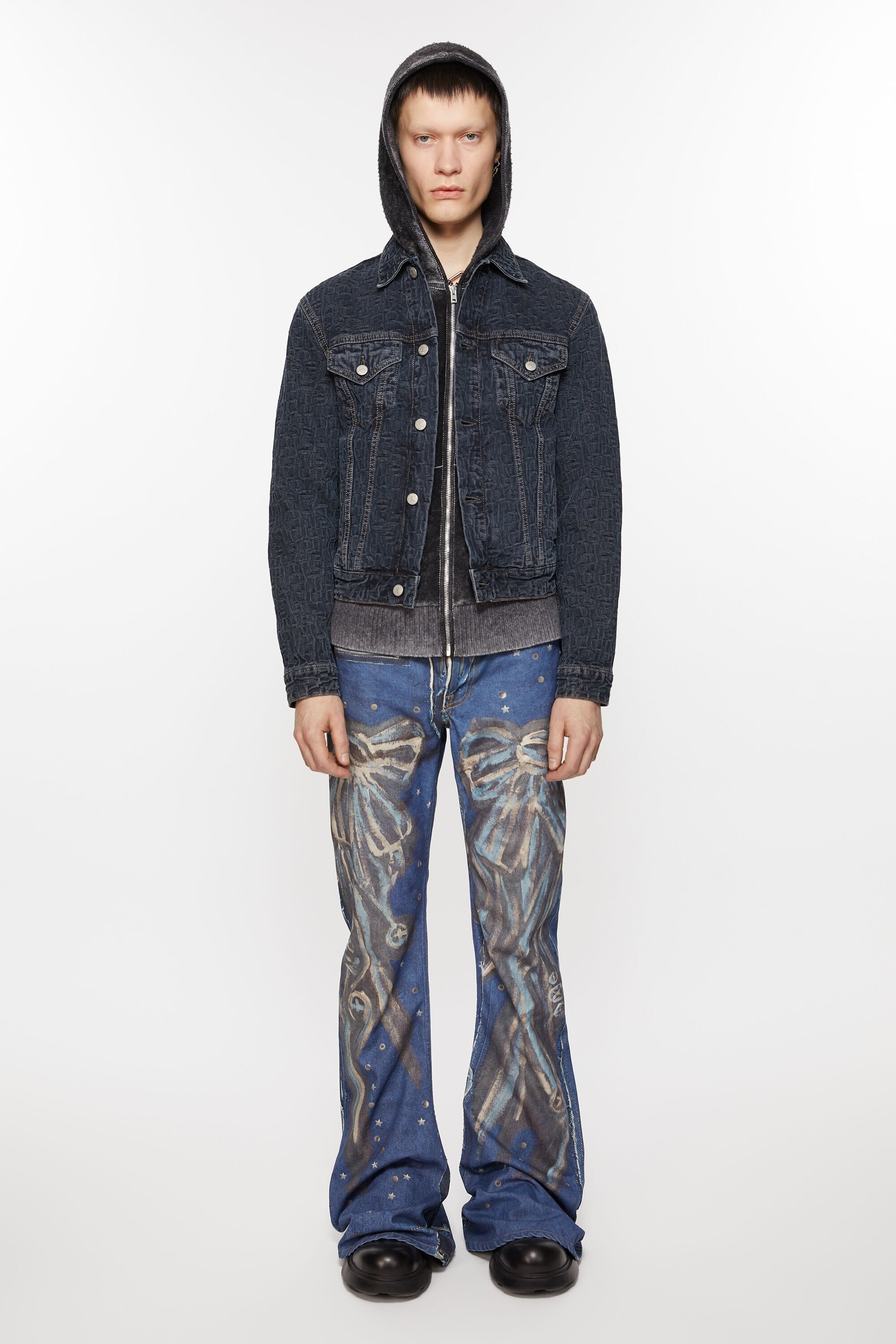 Denim jacket - Regular cropped fit - Blue/black - 2