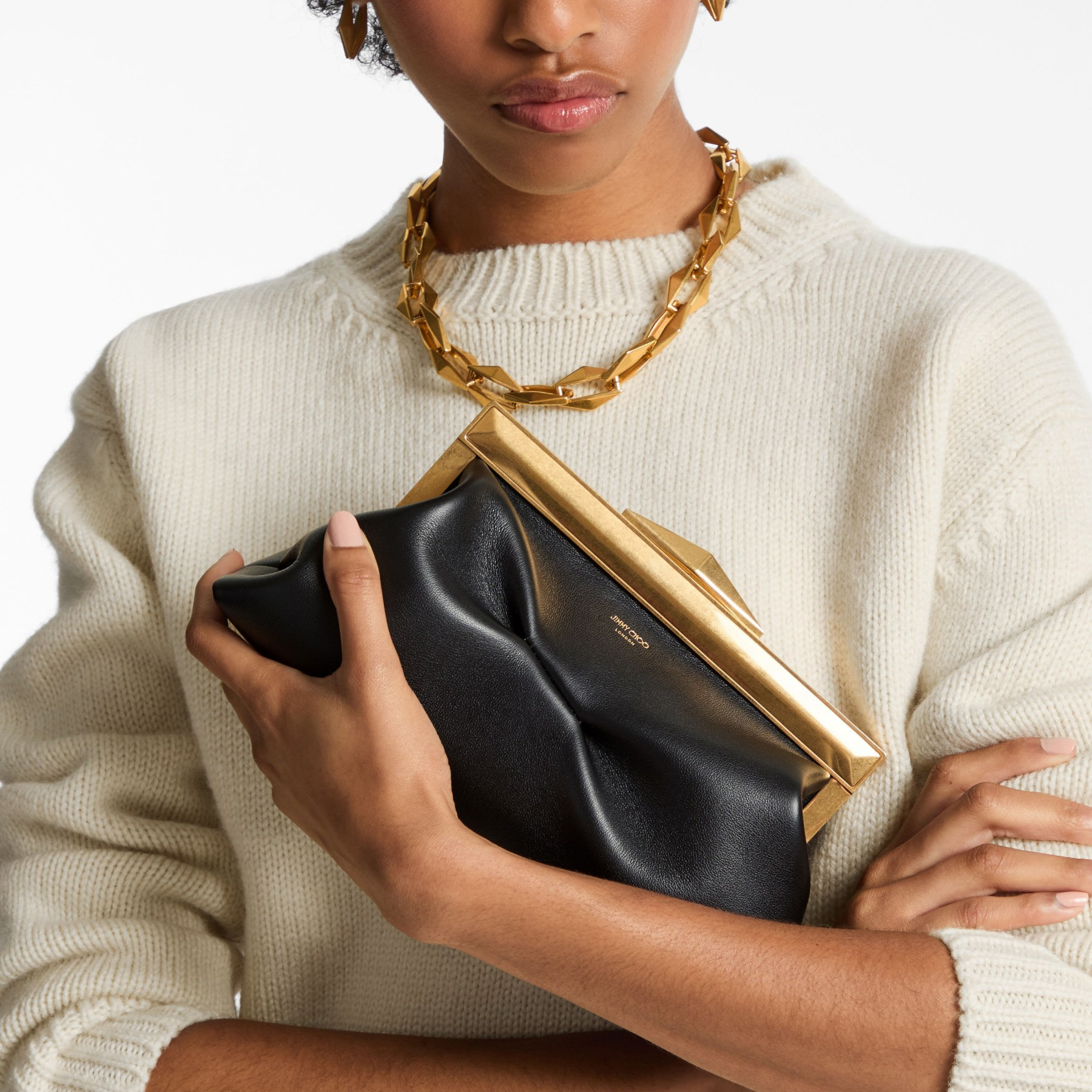 Diamond Frame Clutch/S
Black Leather Clutch Bag - 2