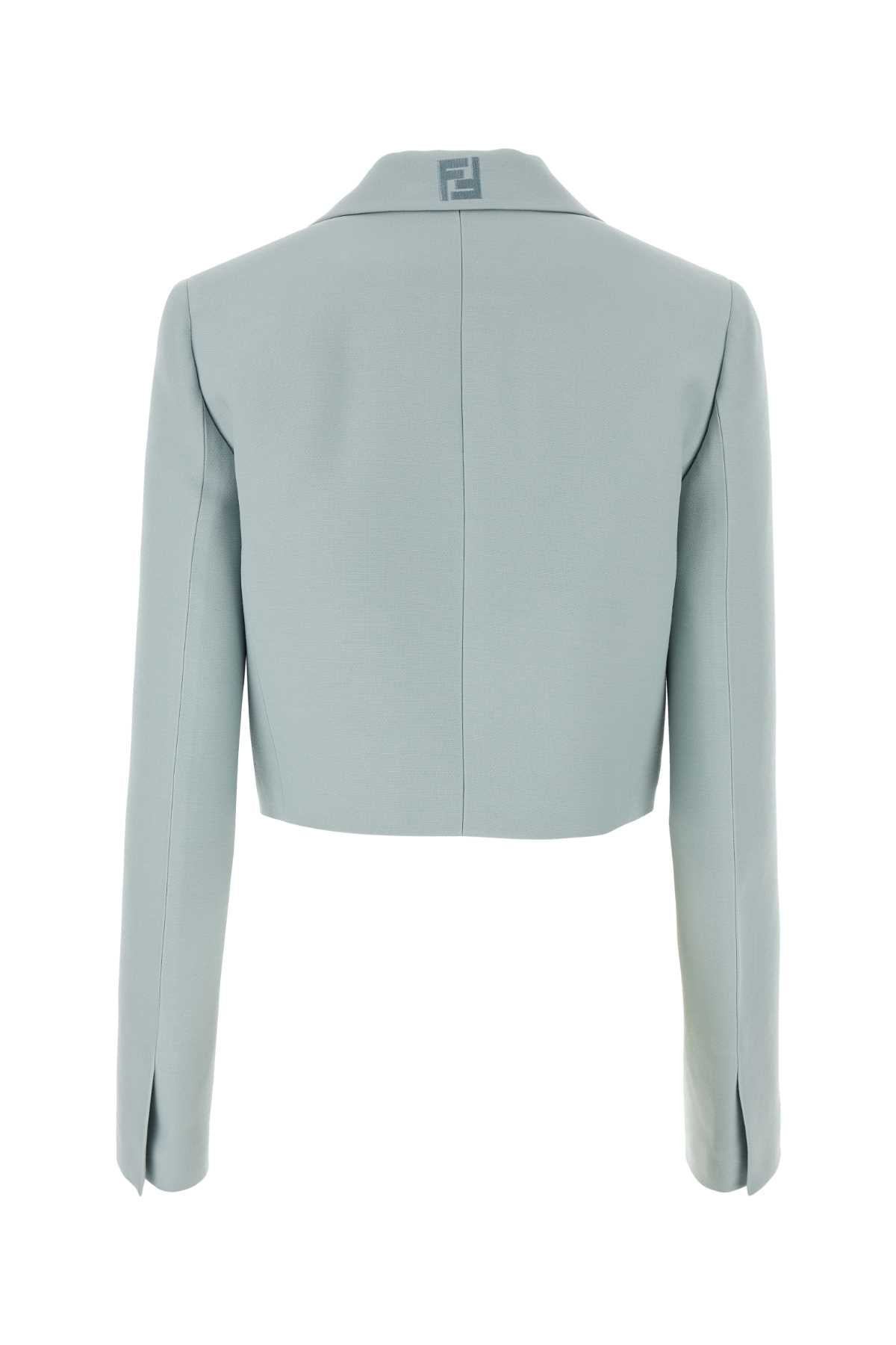 Fendi Women Powder Blue Wool Blend Blazer - 2