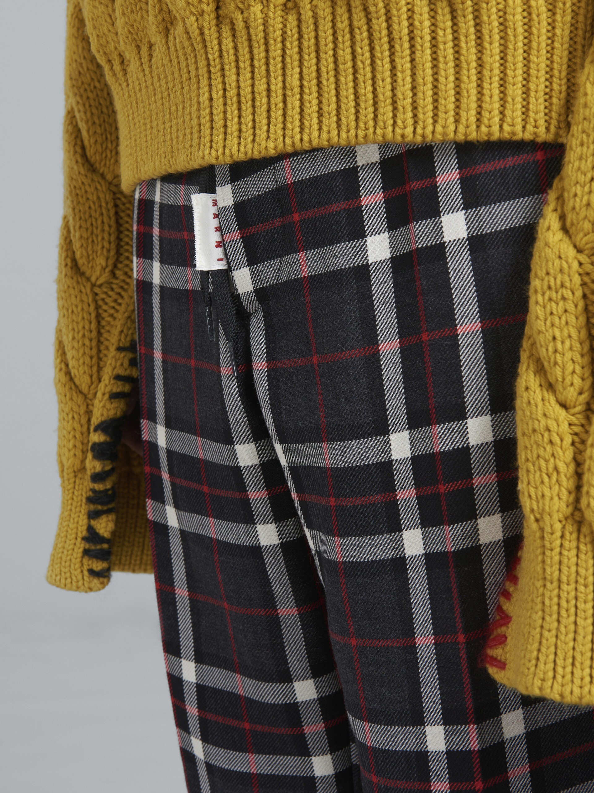 GREY TARTAN WOOL PANTS - 4