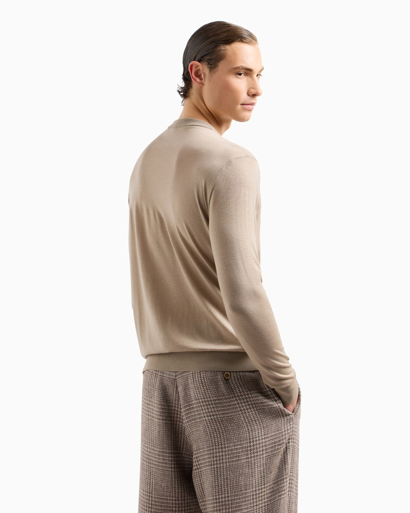 VIRGIN-WOOL, CREW-NECK JUMPER WITH LOGO 3