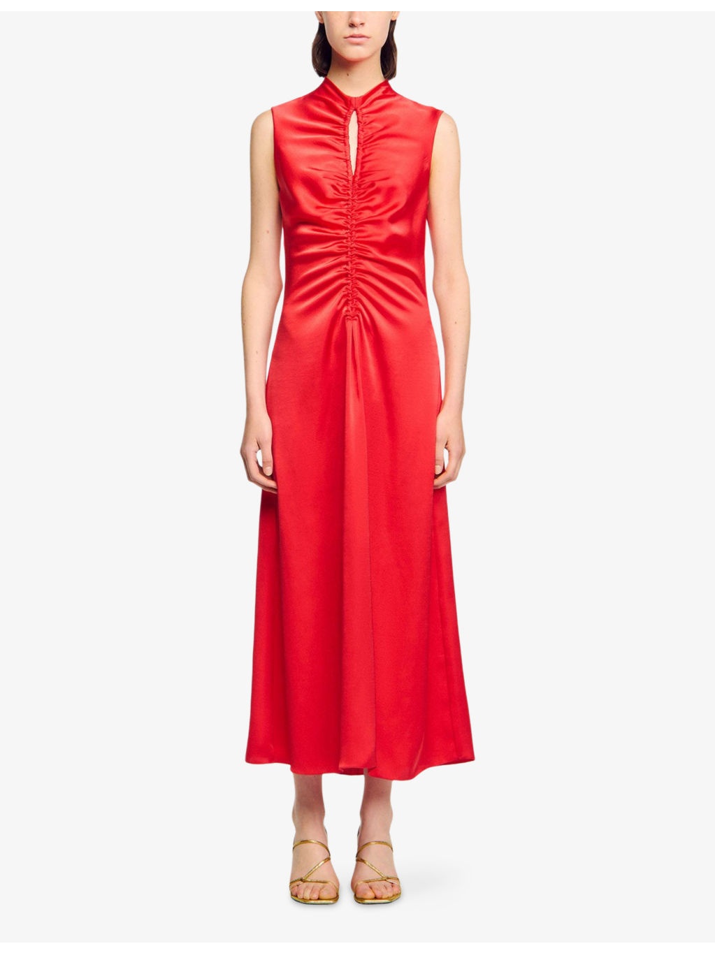 Cut-out draped satin midi dress - 3