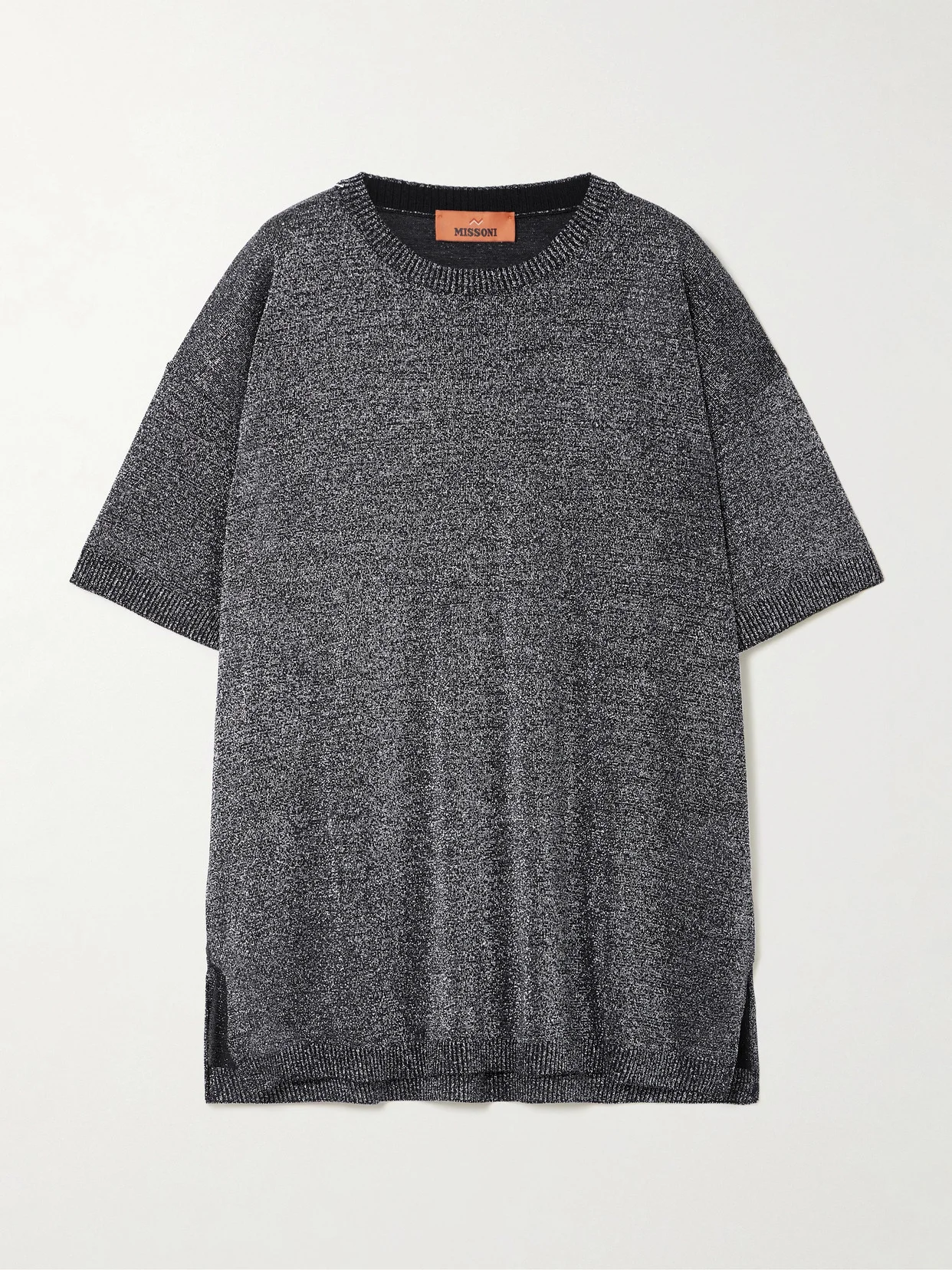 Oversized Metallic Knitted T-shirt - 1