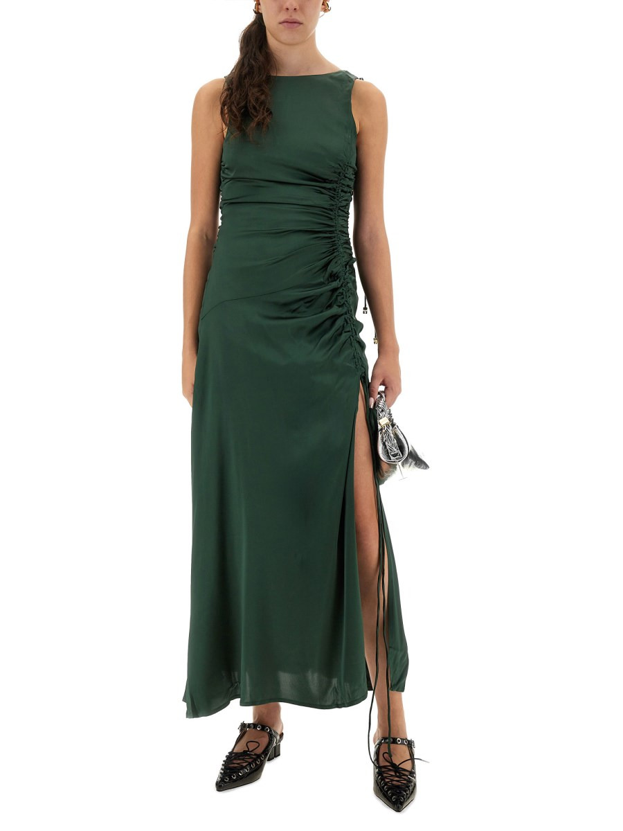 GATHERED SATIN DRESS - 2