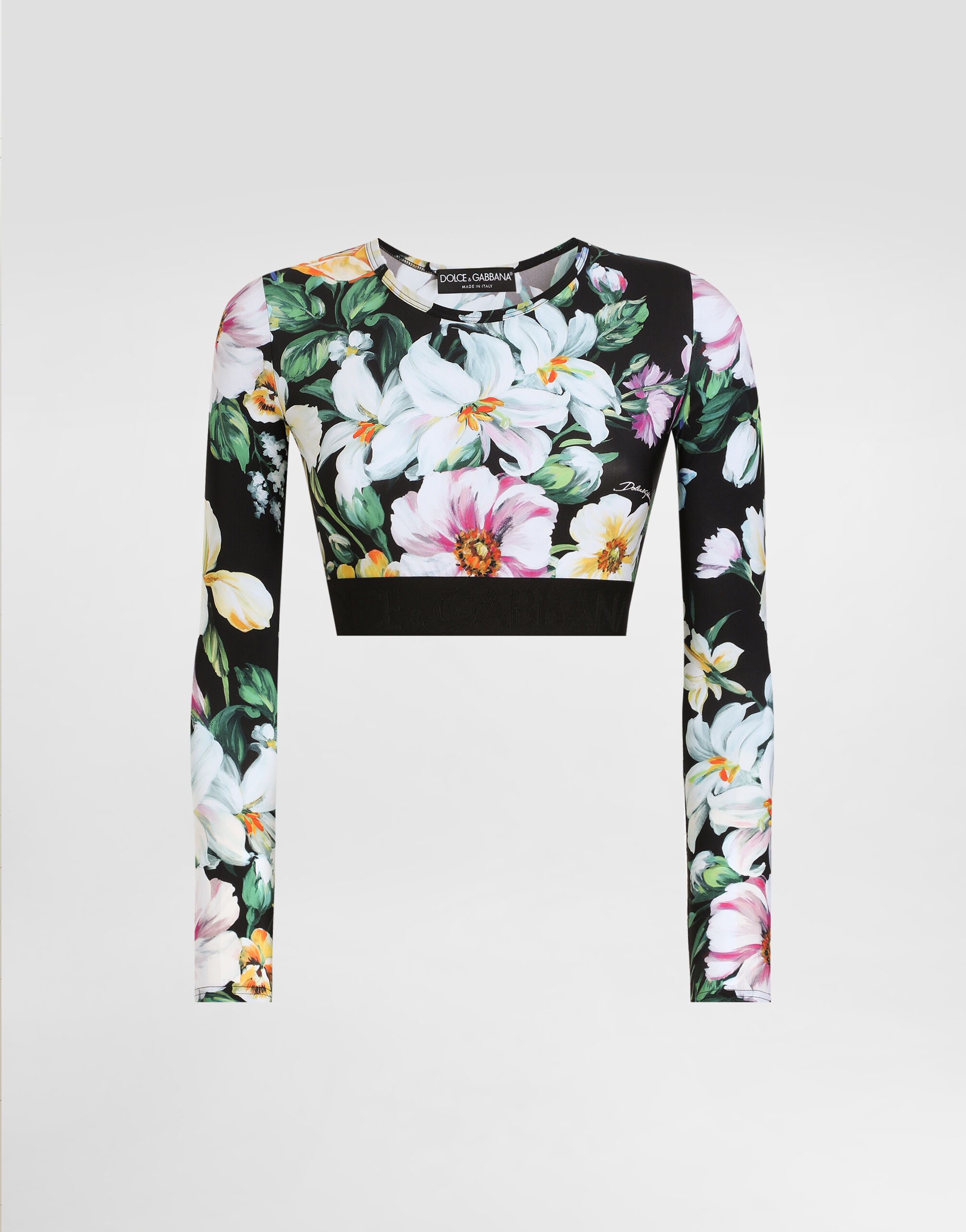 Activewear crop top in floral-print jersey - 1