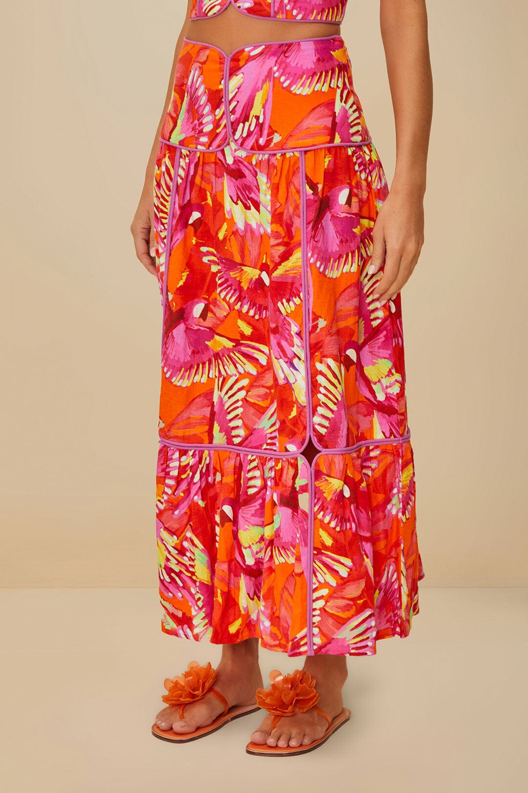 Orange Flying Birds Lenzing™ Ecovero™ Euroflax™ Skirt - 2