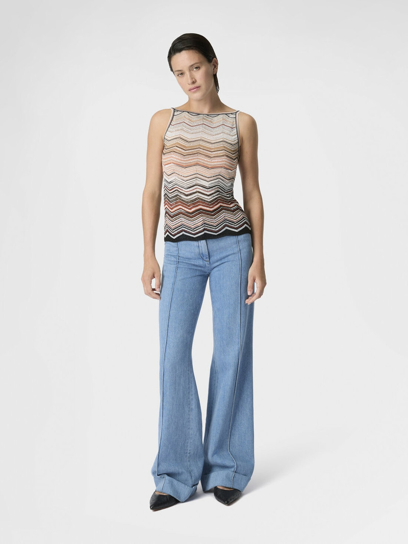 Missoni Chevron Lamé Viscose Sleeveless Crewneck Top with Sequins outlook
