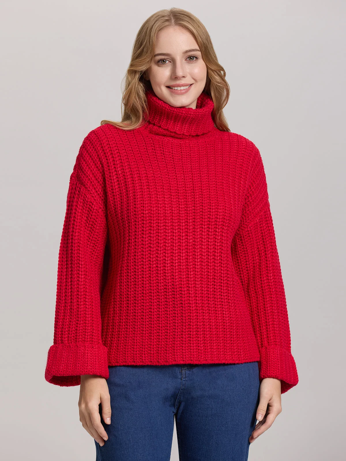 Vida: Turtleneck Shaker Pullover - 1